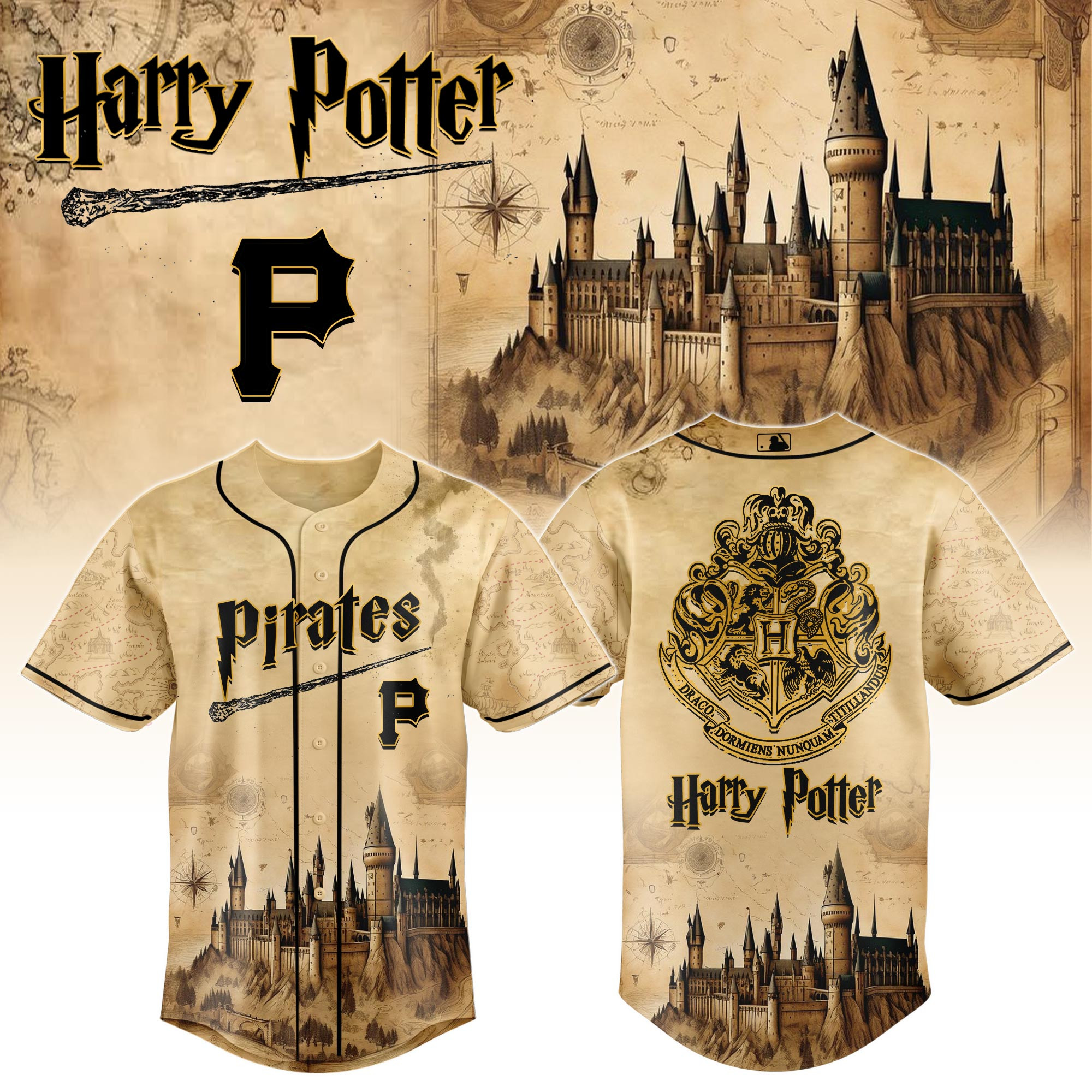 Pittsburgh Pirates Mlb X Harry Potter Hogwarts Baseball Jersey For Fan