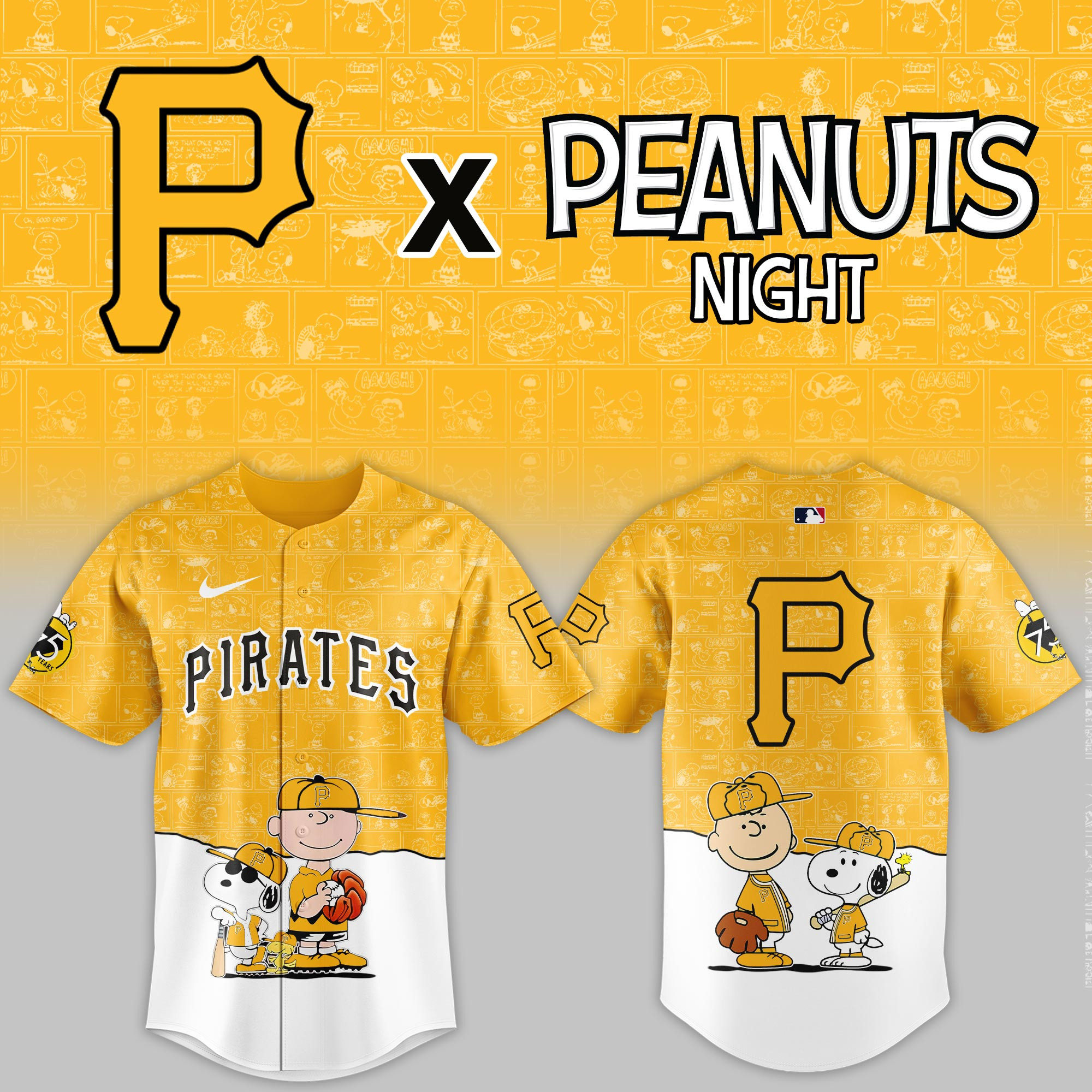Pittsburgh Pirates Mlb X Peanuts Night Baseball Jersey For Fan
