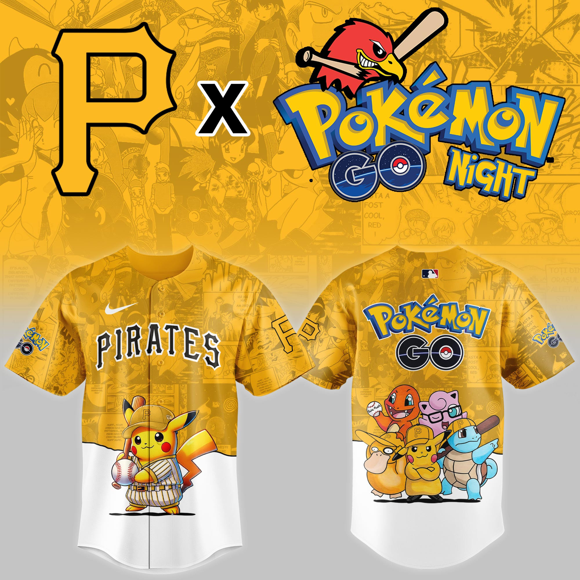 Pittsburgh Pirates Mlb X Pokemon Go Night Baseball Jersey For Fan