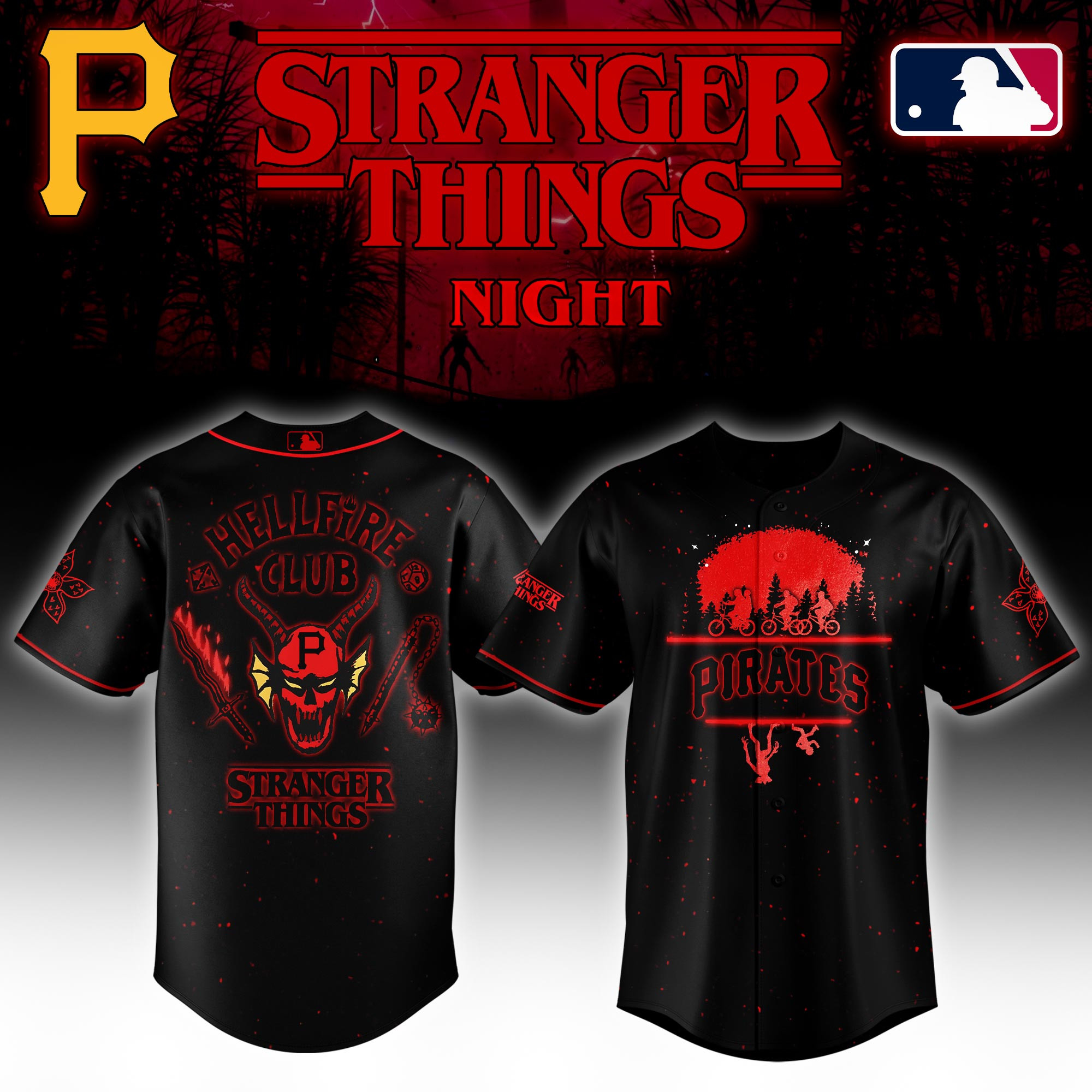 Pittsburgh Pirates Mlb X Stranger Things Night Baseball Jersey For Fans