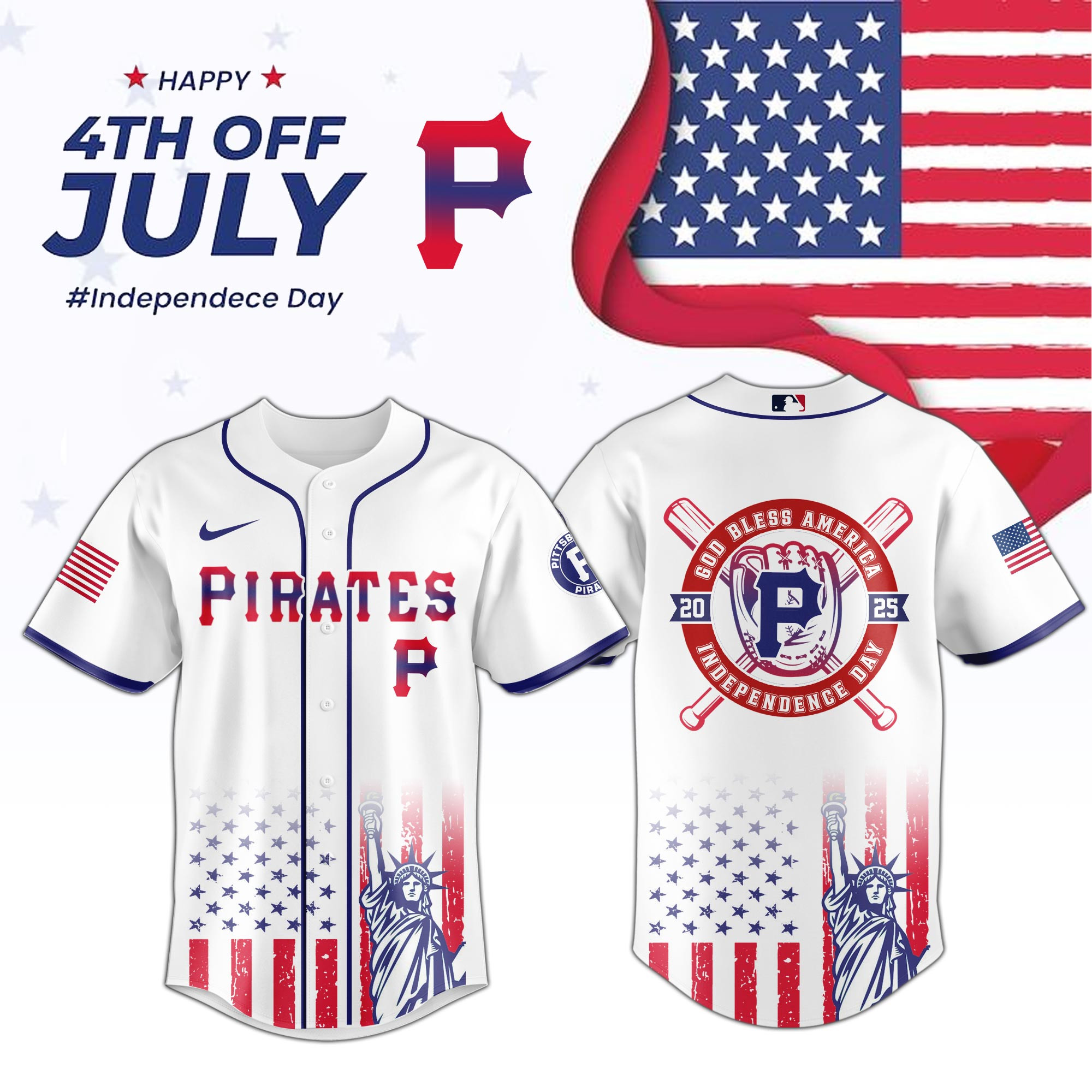 Pittsburgh Pirates Special Independence Day Jersey Unique Gifts For Baseball Fans