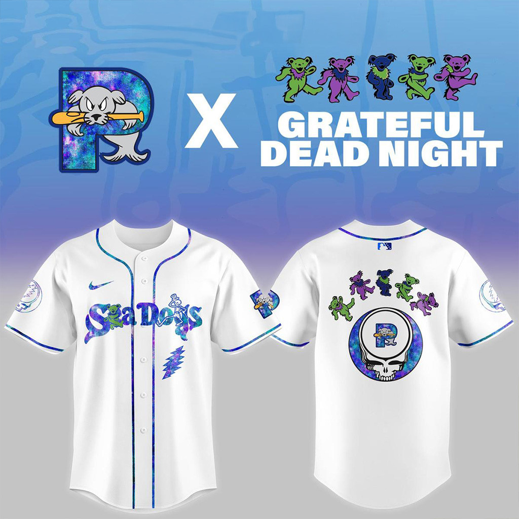 Portland Sea Dogs Grateful Dead 2025 Jersey Portland Sea Dogs Merch Cool Baseball Gifts