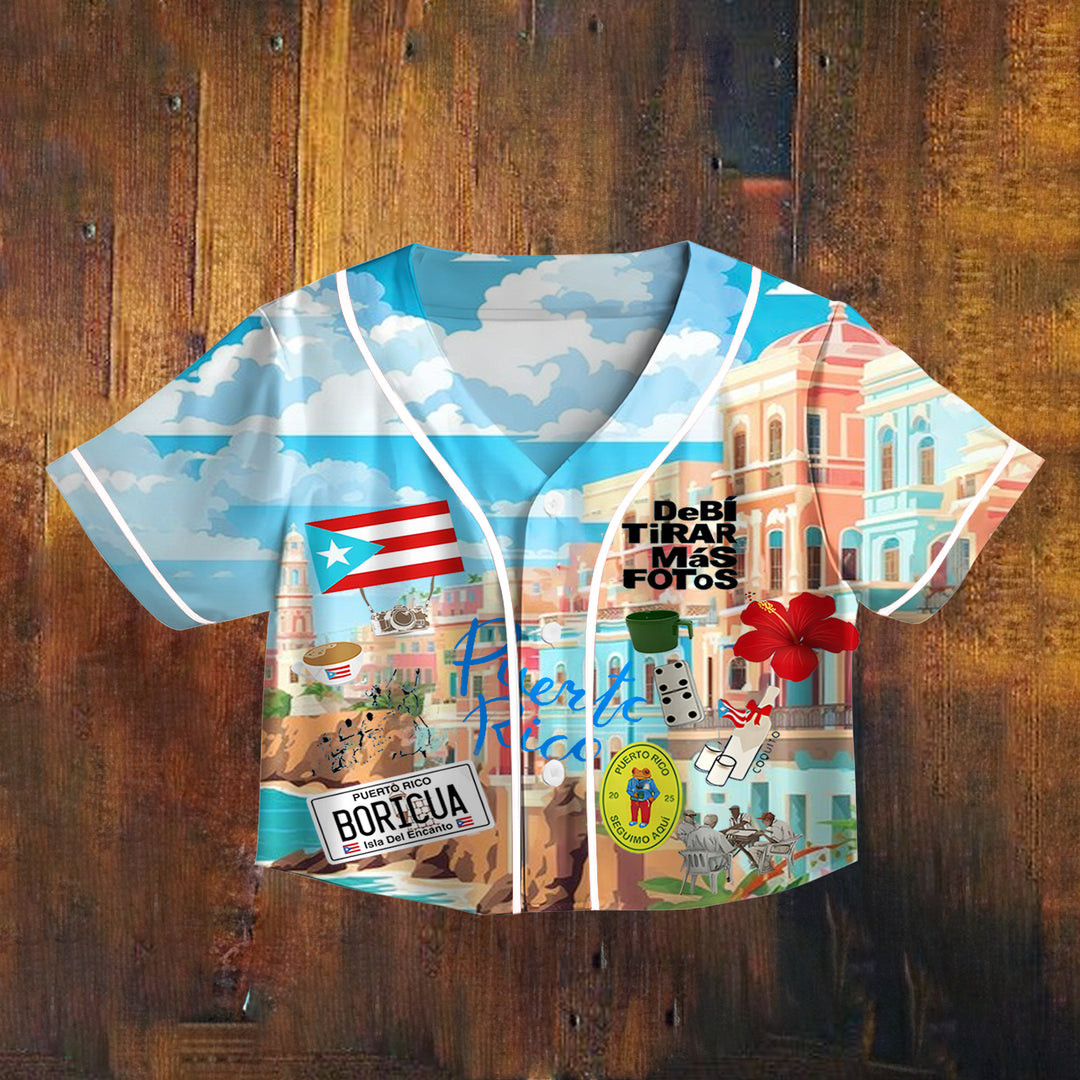 Puerto Rico Cropped Baseball Hawaiian Jersey Gift For Baseball Lover
