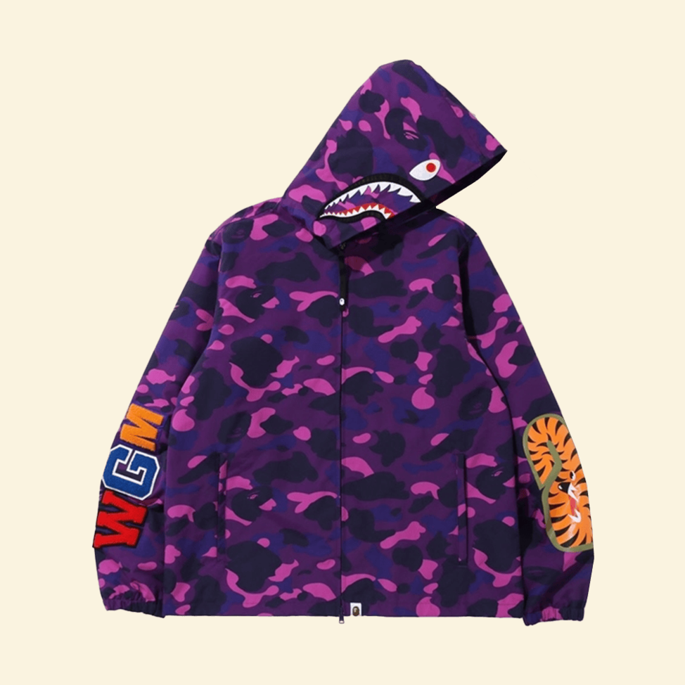 Purple Bape WGM Shark Hoodie Jacket Color Camo Birthday Gifts For Boyfriend Streetwear