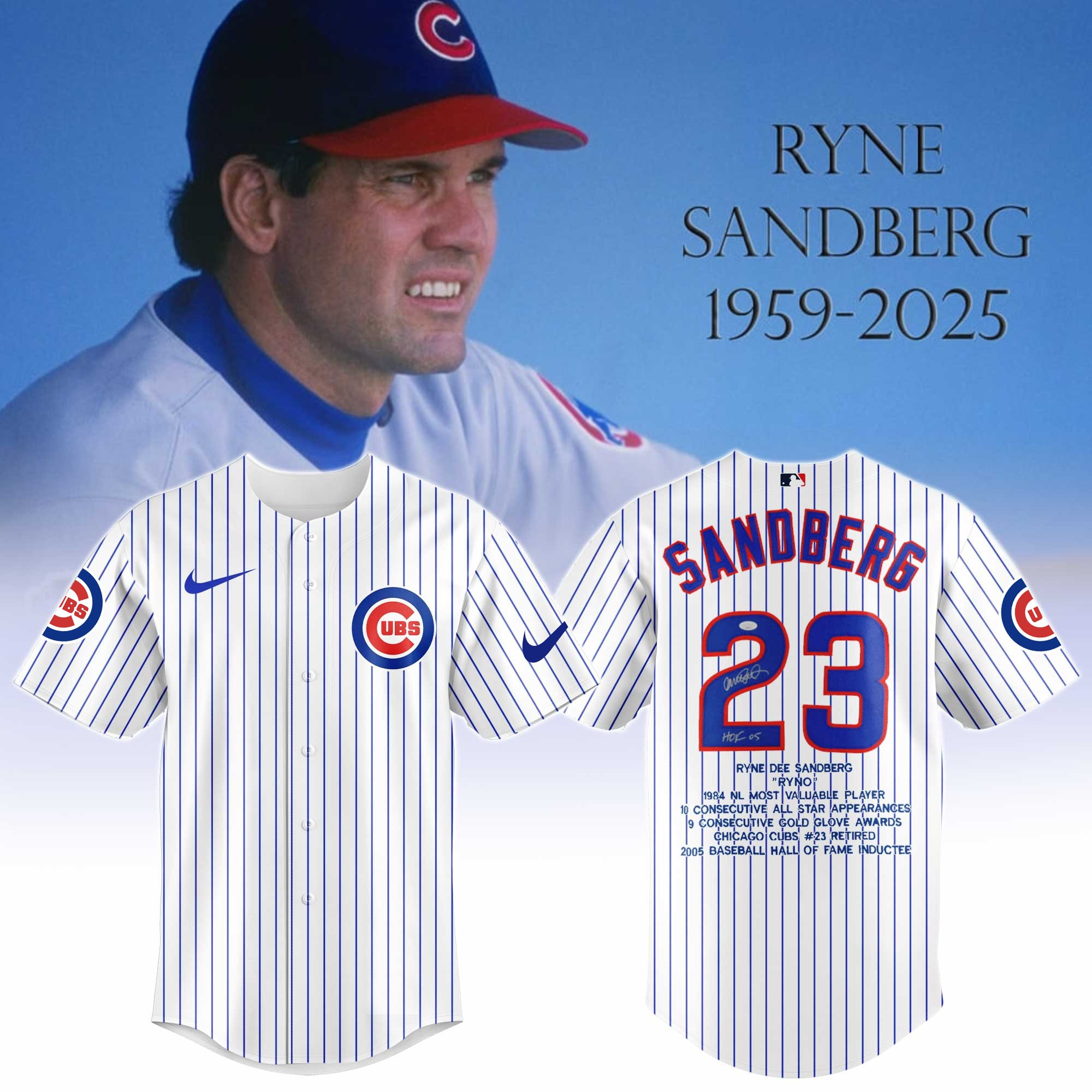 R.I.P Ryne Sandberg Forever 23 Merch Thank You For The Memories Jersey Gift For Fans