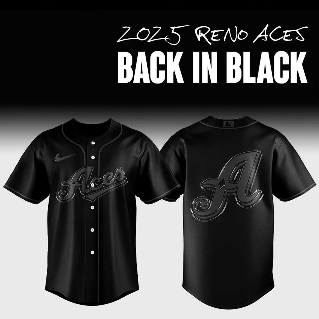 Reno Aces Back In Black Baseball Jersey Reno Aces Merch Best Gifts For Baseball Lovers