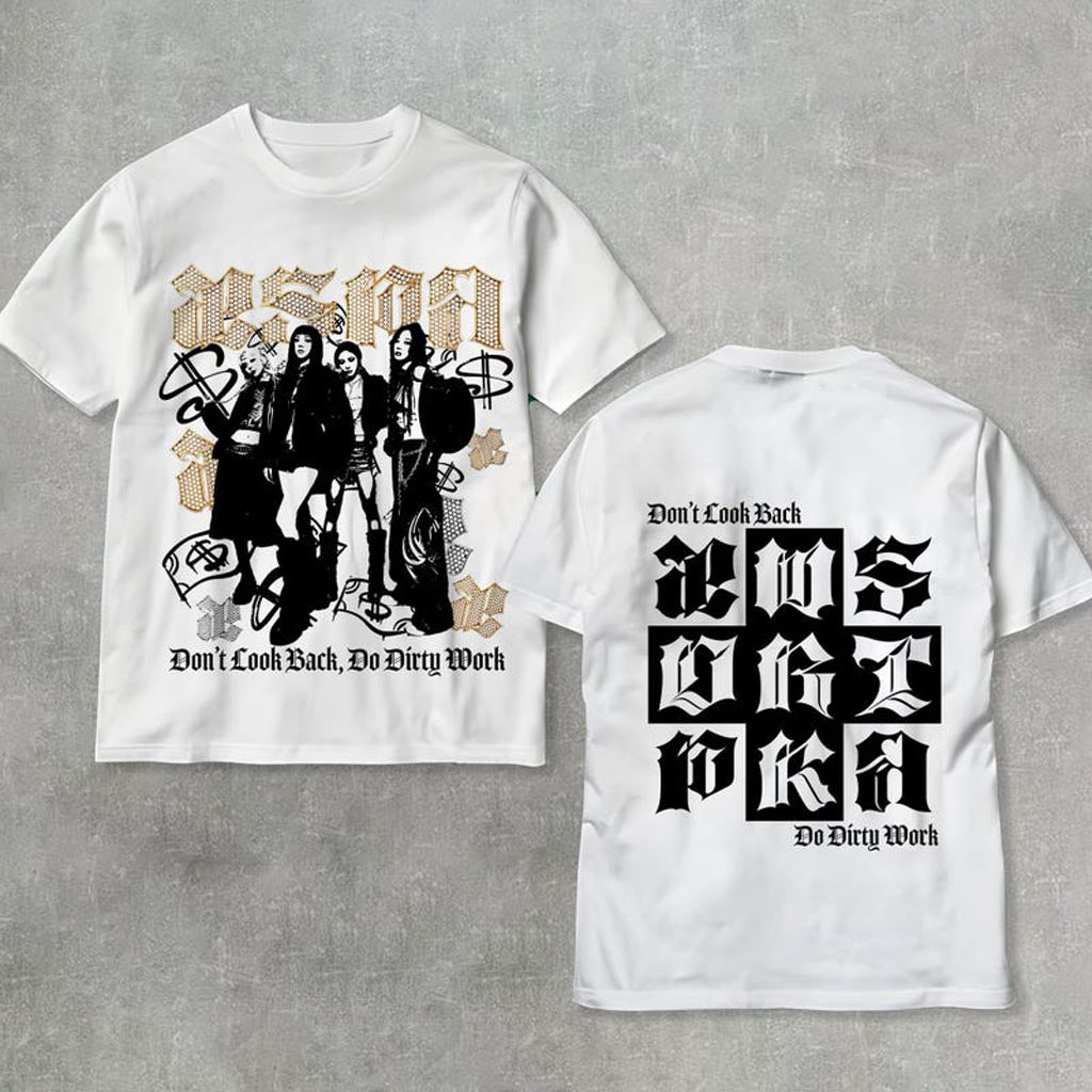 Retro Aespa Dirty Work Shirt Dirty Work T-Shirt Aespa Members Karina Giselle NingNing Apparel
