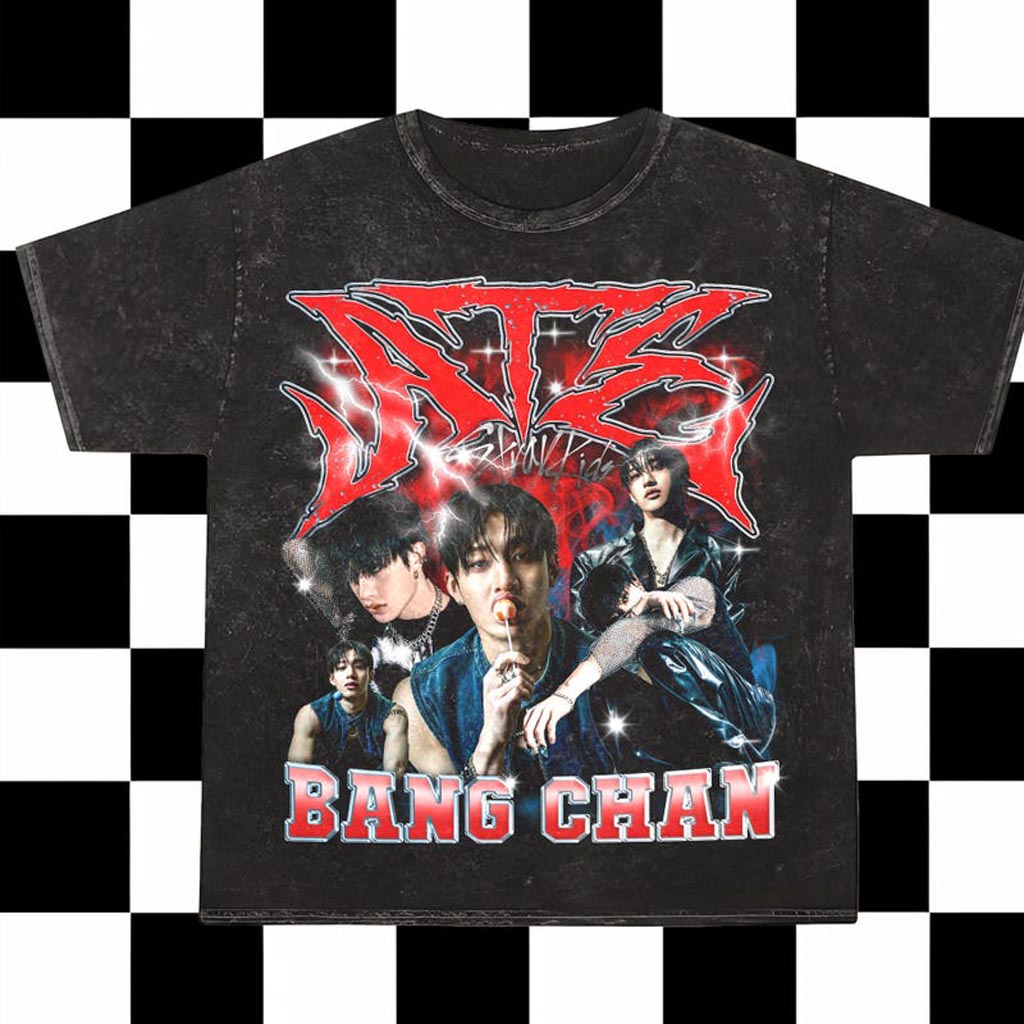 Retro BangChan Stray Kids Domiate Mineral Wash Shirt Stray Kids DominAte In US Shirt Stray Merch