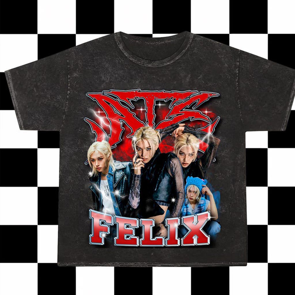 Retro Felix Stray Kids Domiate Mineral Wash Shirt Stray Kids DomiAte In US T-Shirt Stray Kids Merch