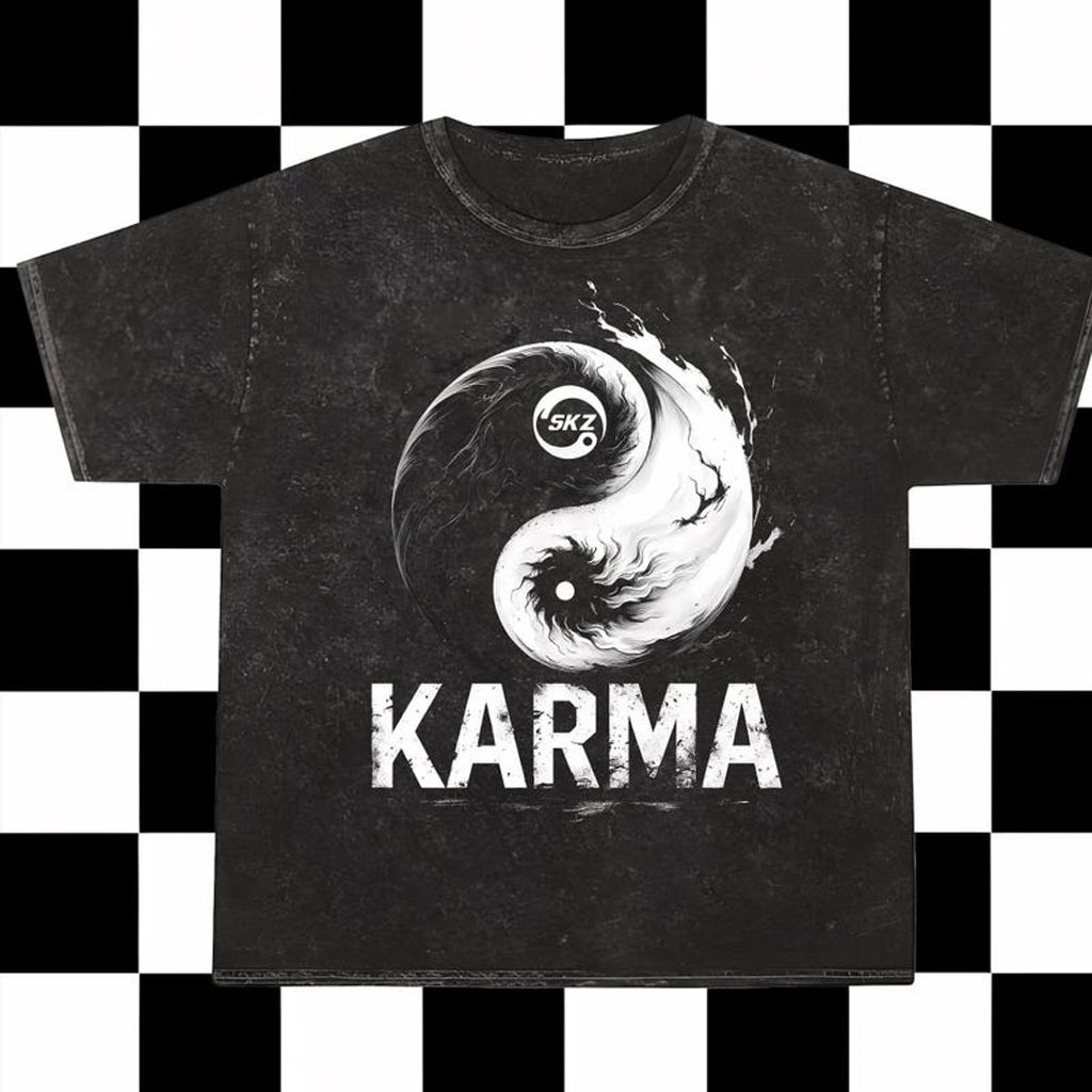 Retro Stray Kids Karma Mineral Washed Shirt Stray Kids Ceremony Shirt SKZ Karma Shirt Gifts