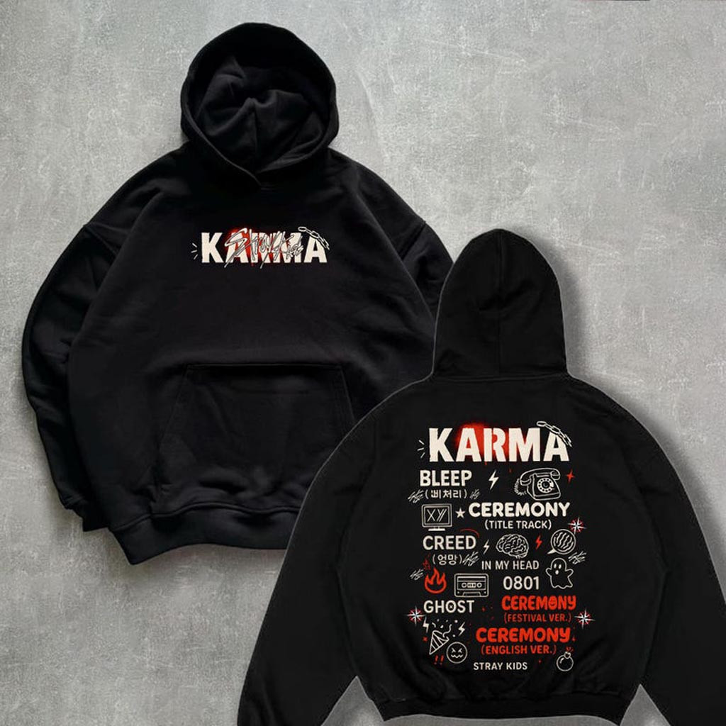 Retro Stray Kids Karma Track List Hoodie Stray Kids Karma Shirt Stray Kids Ceremony Shirt