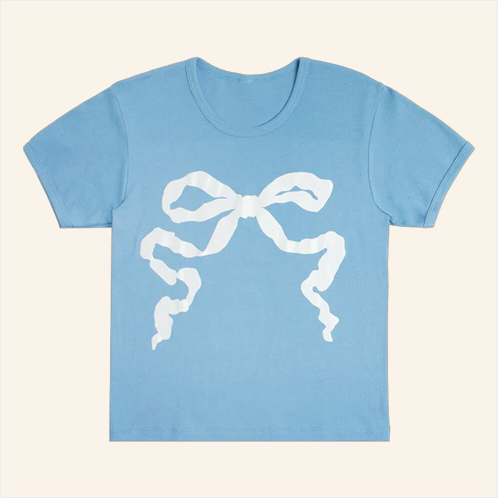 Ribbon Blue Cropped T-Shirt Lana Del Rey Merch Gifts For Girlfriend Gifts For Best Friend