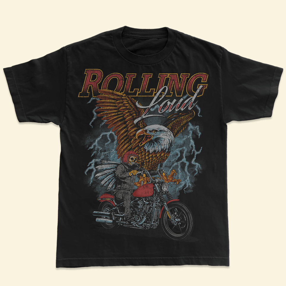 RL Moto Eagle Black T-Shirt Rolling Loud Merch Father's Day Gifts For Dad Gifts For Brother