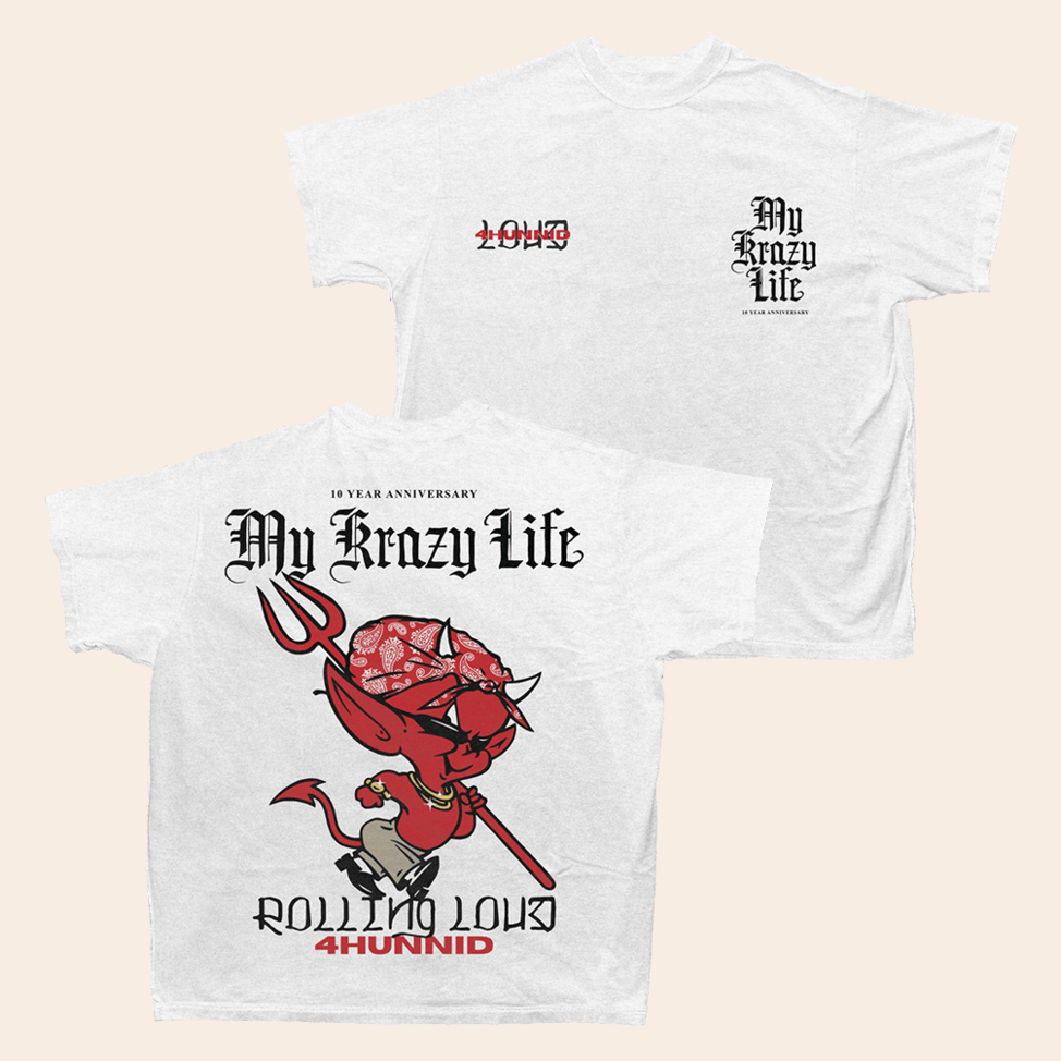RL x YG Krazy Devil White T-Shirt Rolling Loud Merch Music Lover Fans Gifts Best Friend Gifts