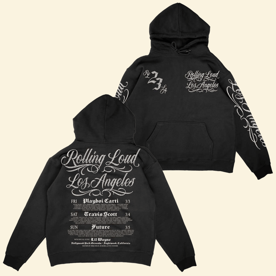Rolling Loud 2023 RhineStone Hoodie Rolling Loud Merch Father's Day BFF Birthday Gifts