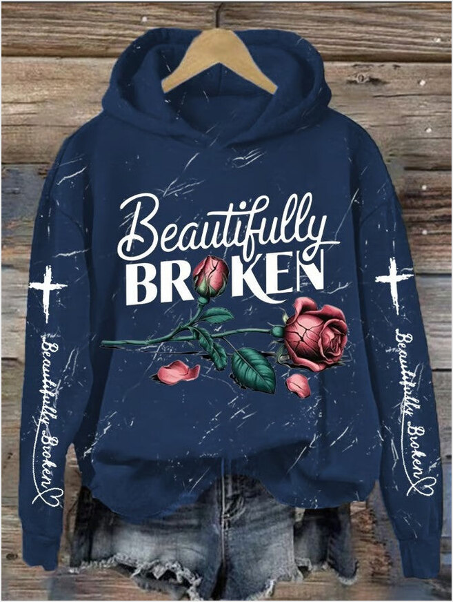 Rose Beautifully Broken Hoodie Country Music Lover Hoodie Jelly Roll Fans Gifts For Women
