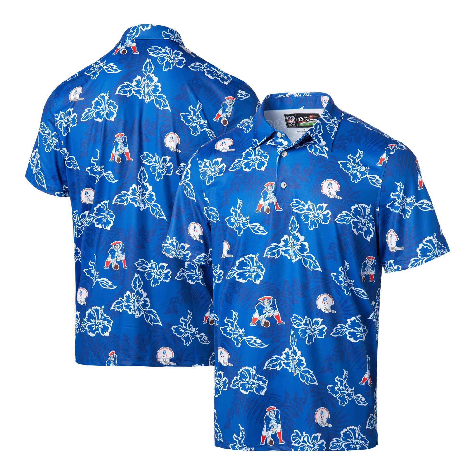 Royal New England Patriots Polo Shirt NFL Aloha Shirt Best Gifts For Football Fans