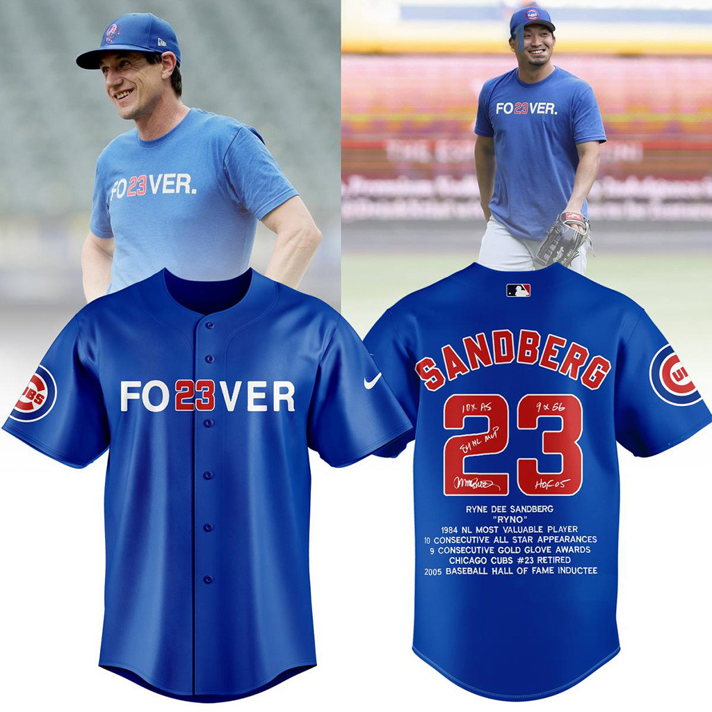 Ryne Sandberg Forever 23 In Our Heart Baseball Jersey
