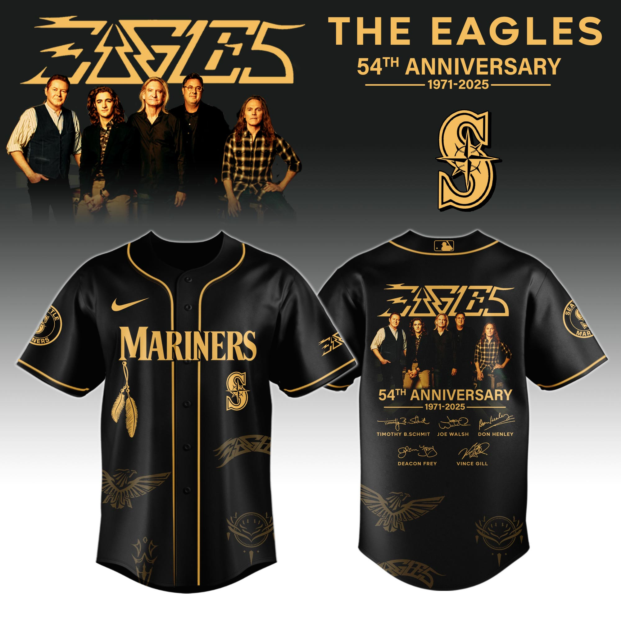 S Mariners X Eagles Band Music Jersey 2025 Great Gift For Baseball Lovers