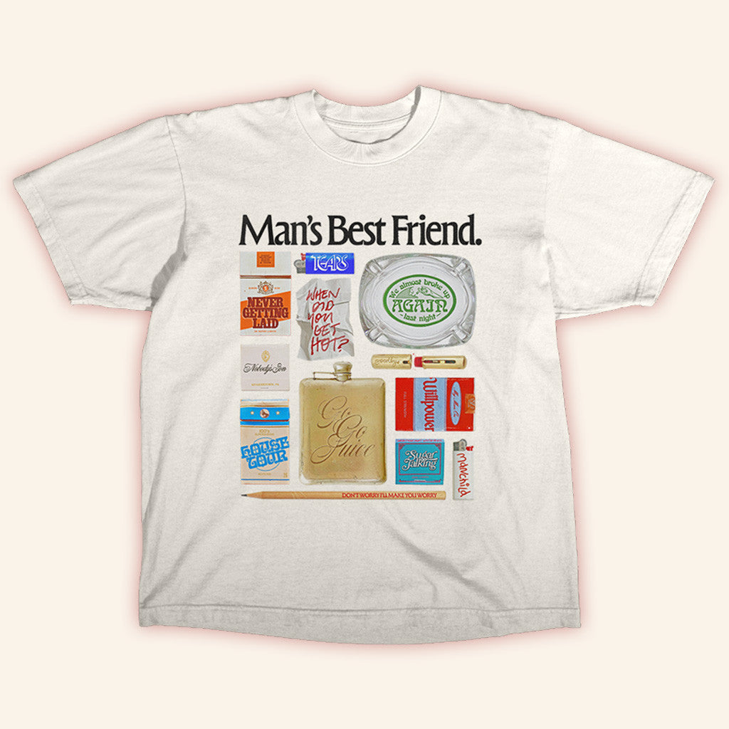 Sabrina Carpenter Merch White T-Shirt Man's Best Friend Apparel Gifts For Fans