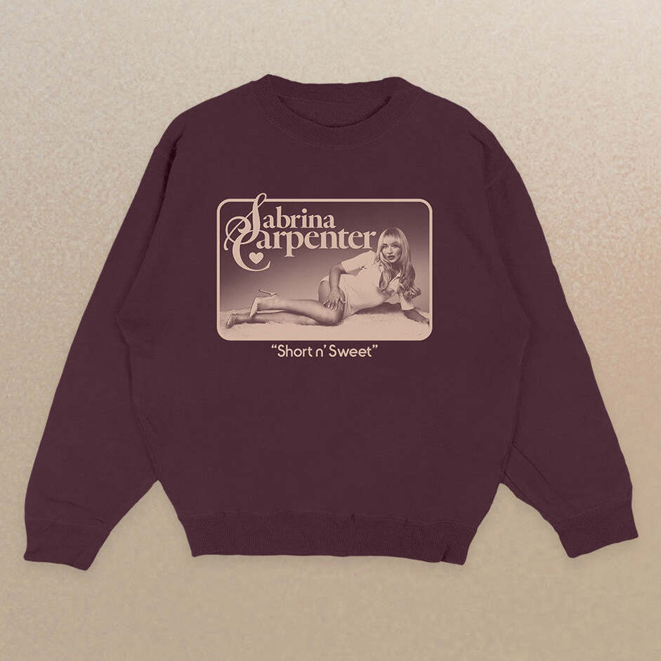 Sabrina Carpenter Tour Merch Sweatshirt Short n Sweet Maroon Signature Crewneck For Fan