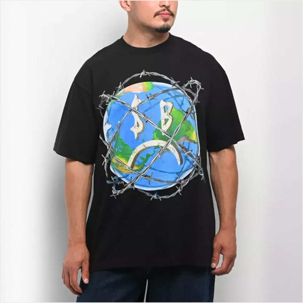 Sad Boyz Barbed Wire World Black T-Shirt Junior H Sad Boyz Merch Best Birthday Gifts For Dudes