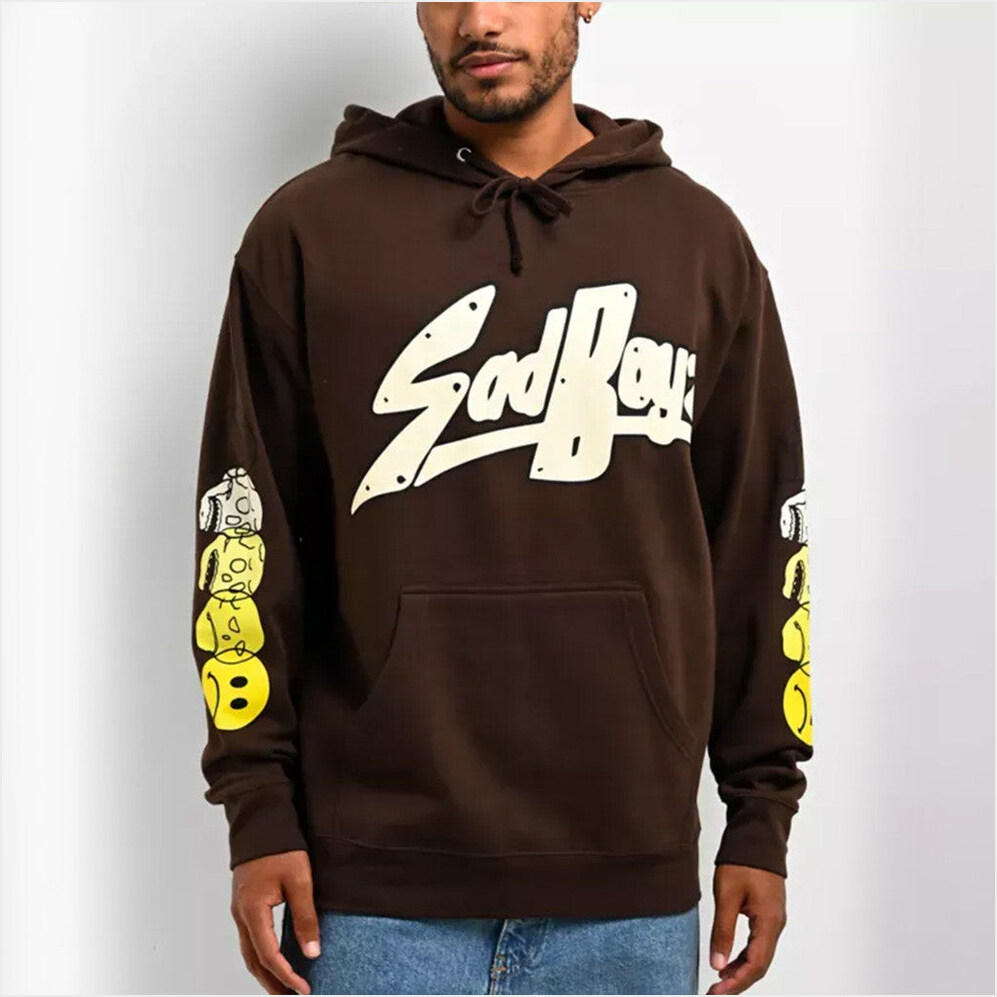 Sad Boyz Faces Brown Hoodie Junior H Sad Boyz Merch Present For Husband BFF Birthday Gifts
