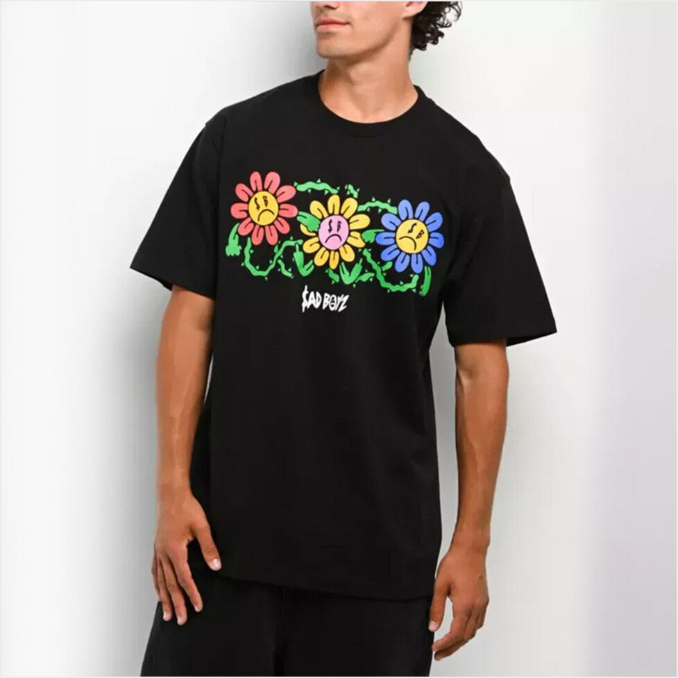 Sad Boyz Three Daisies Black T-Shirt Junior H Sad Boyz Merch Best Birthday Gifts For Besties