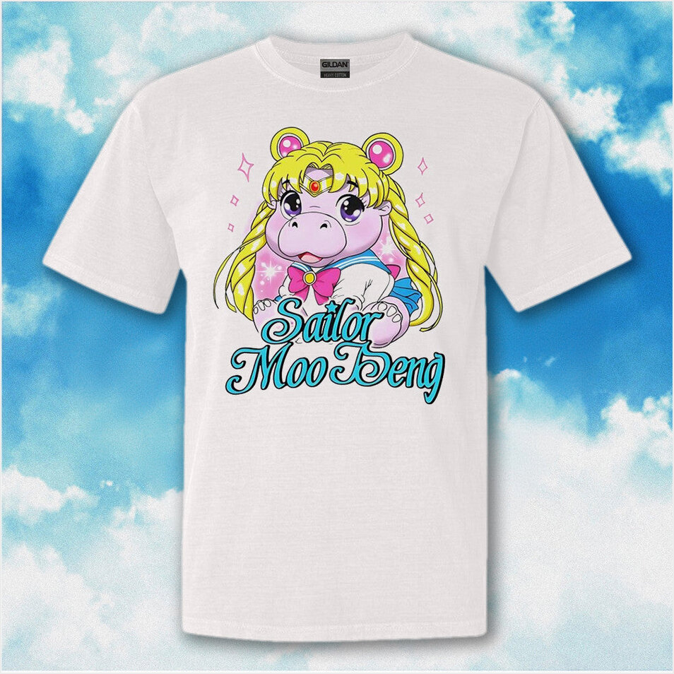 Sailor Moo Deng T-Shirt Funny Design Moo Deng Hippo Shirt Gifts For Fans Best Friend Gifts