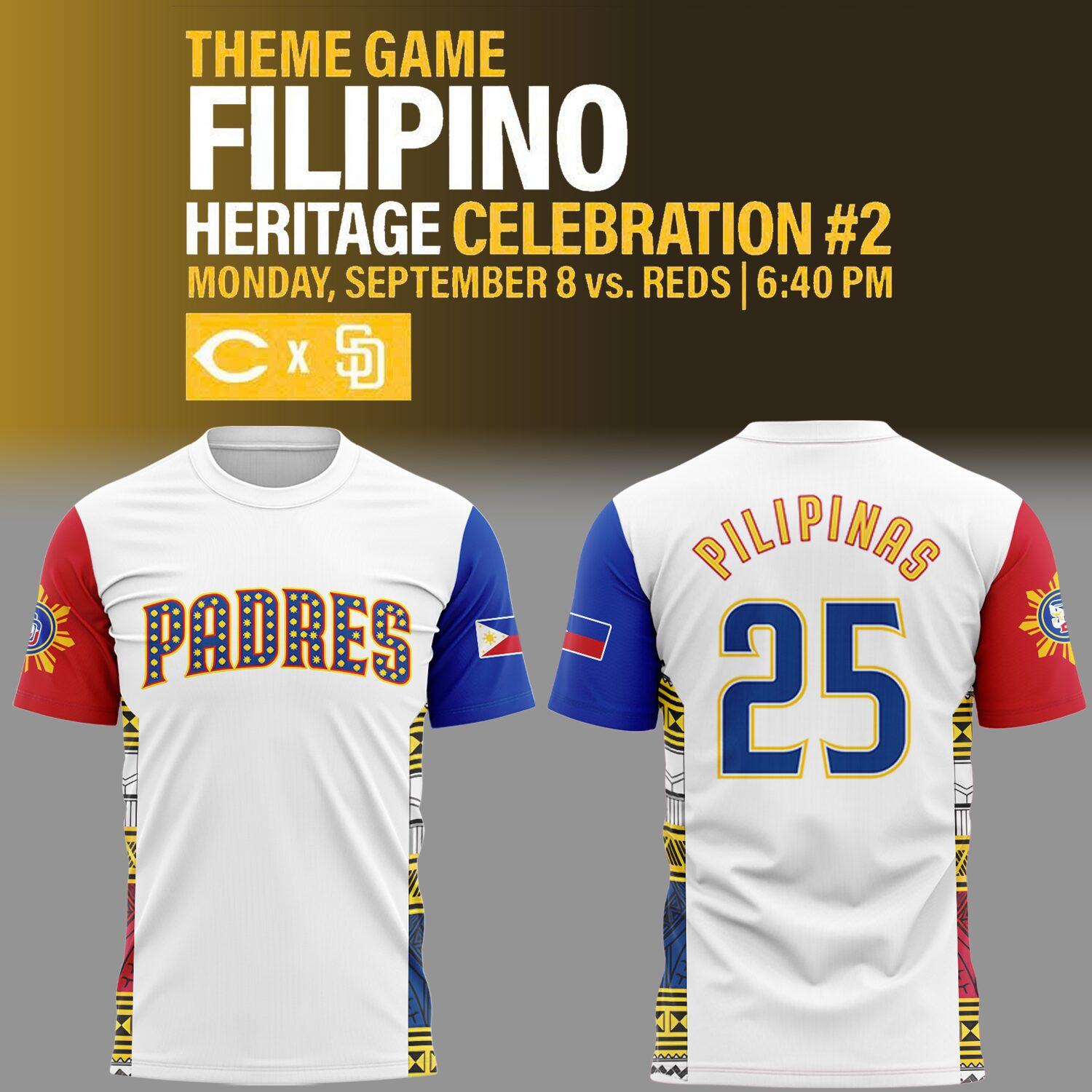 San Diego Baseball Filipino Heritage T-shirt Gift Merch For Filipino Baseball Lovers