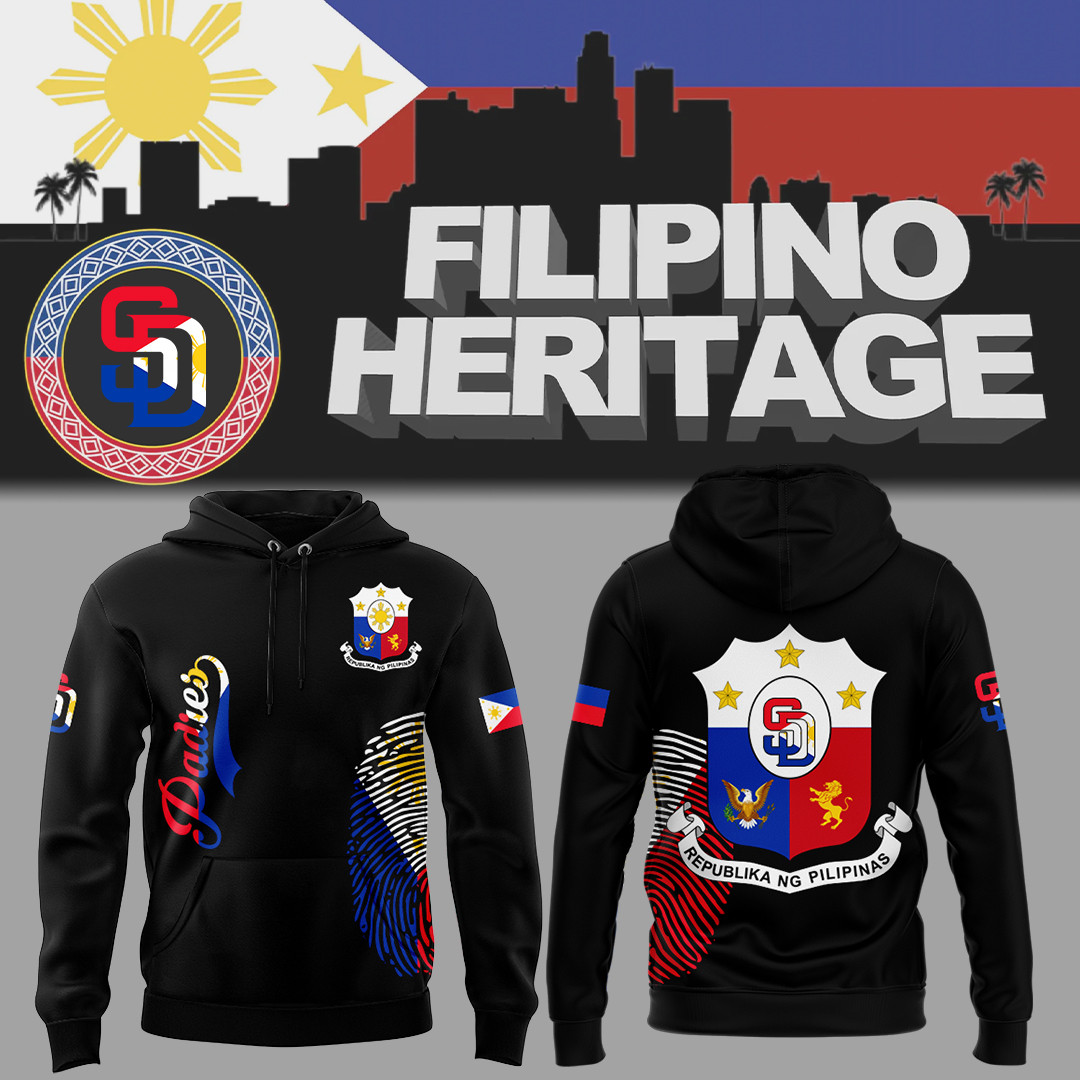 San Diego Baseball Phillipino Heritage Night Black Hoodie Best Merch Gifts For Filipino Fans
