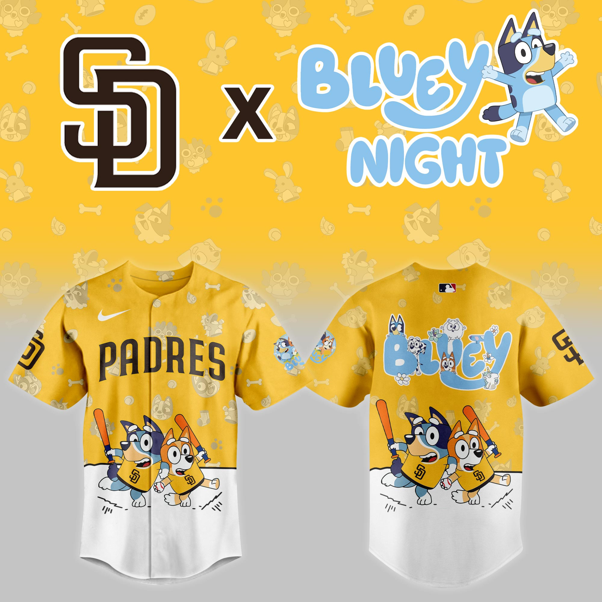 San Diego Padres Mlb X Bluey Night Baseball Jersey For Fan Padres Merch