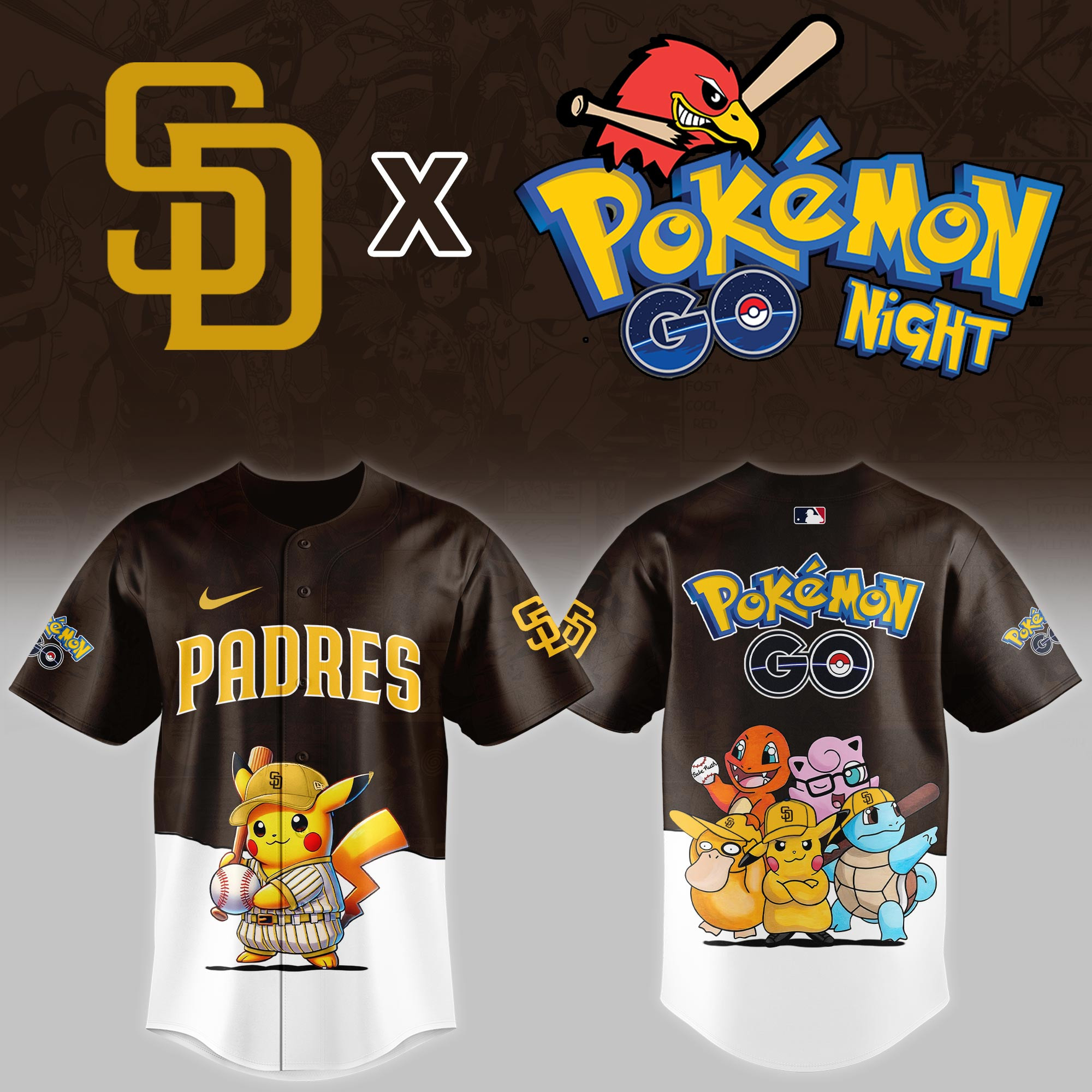 San Diego Padres Mlb X Pokemon Go Night Baseball Jersey For Fan