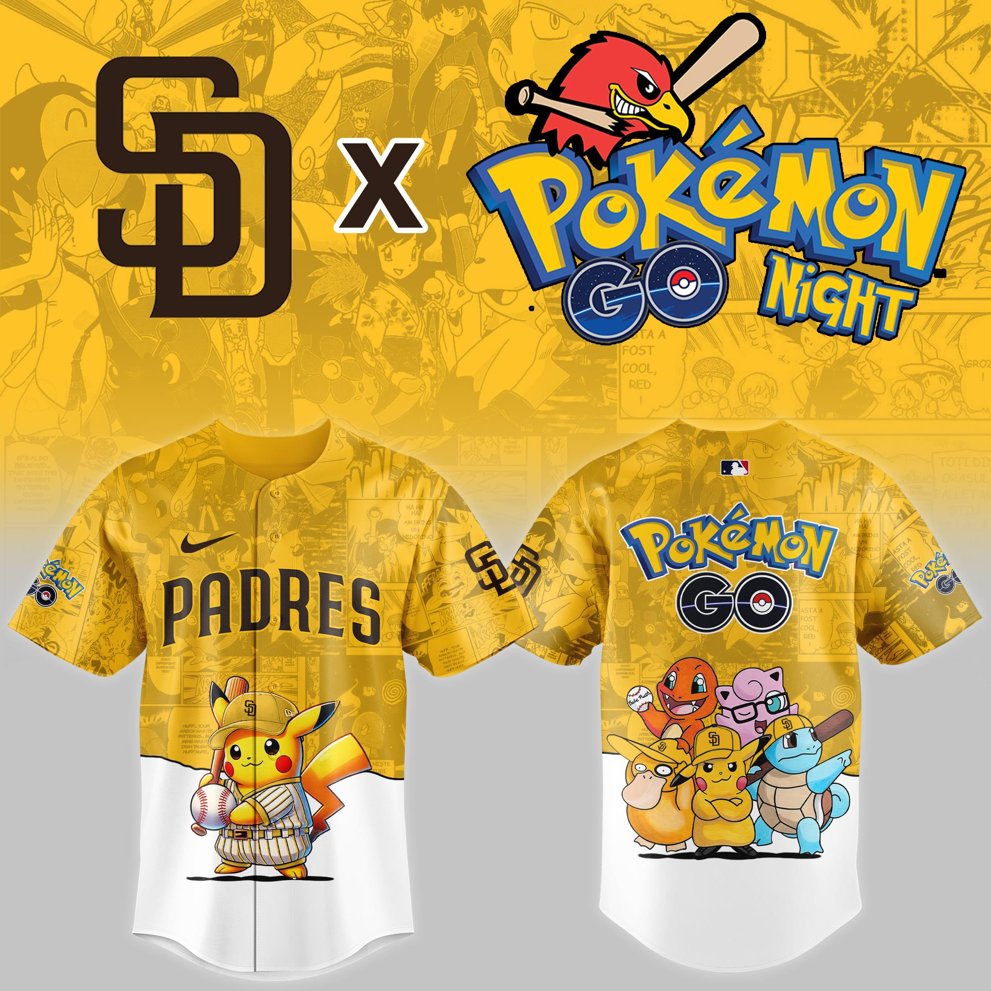 San Diego Padres Mlb X Pokemon Go Night Baseball Jersey For Fan Padres Merch
