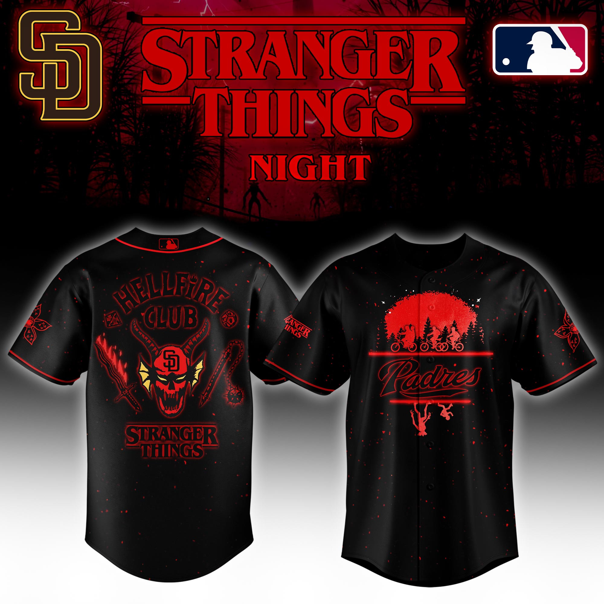 San Diego Padres Mlb X Stranger Things Night Baseball Jersey For Fans
