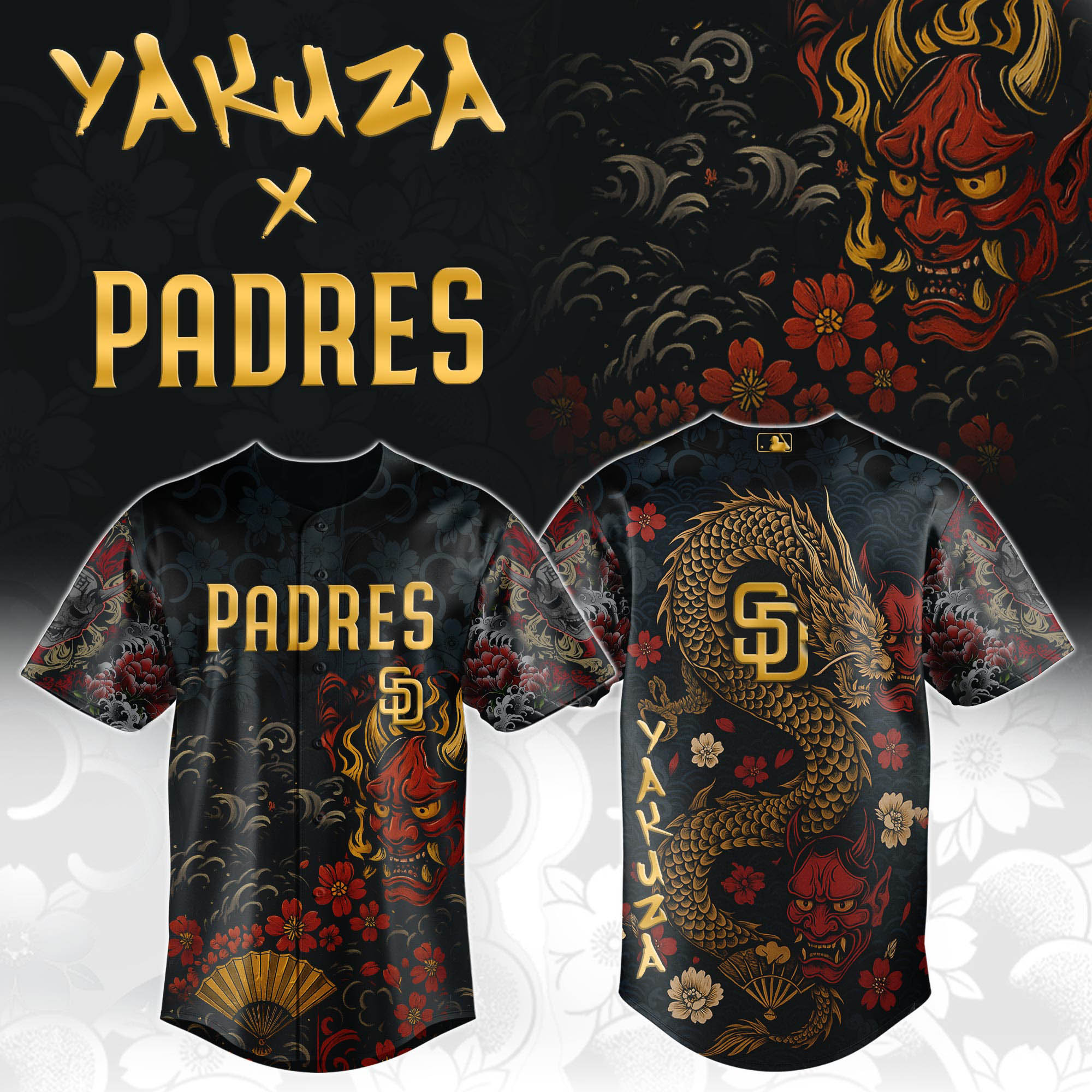 San Diego Padres Mlb X Yakuza Dragon Oni Baseball Jersey For Fans