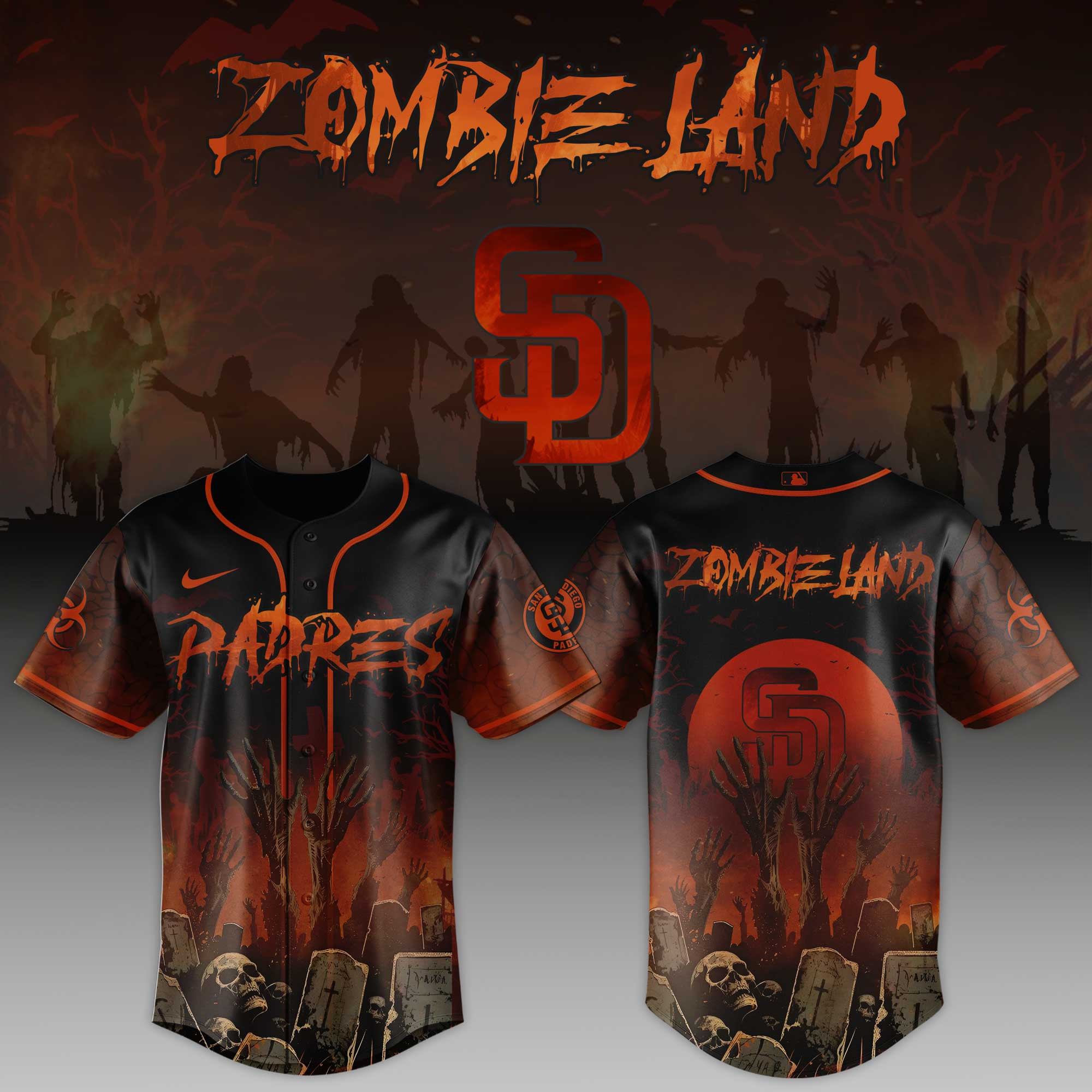 San Diego Padres Mlb X Zombie Land Baseball Jersey For Fans