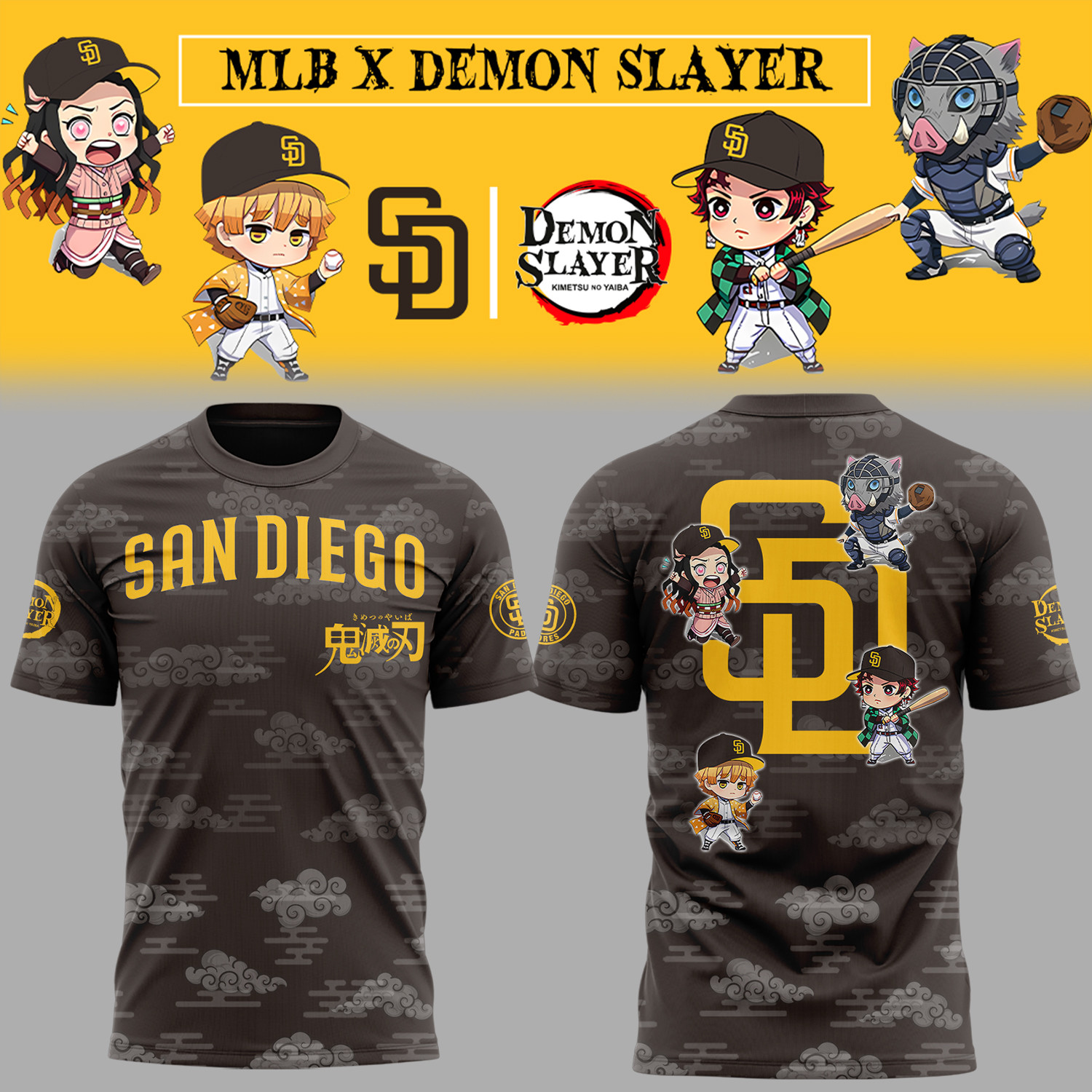 San Diego Padres X Demon Slayer 2025 T-shirt Best Merch Gifts For Baseball Fans