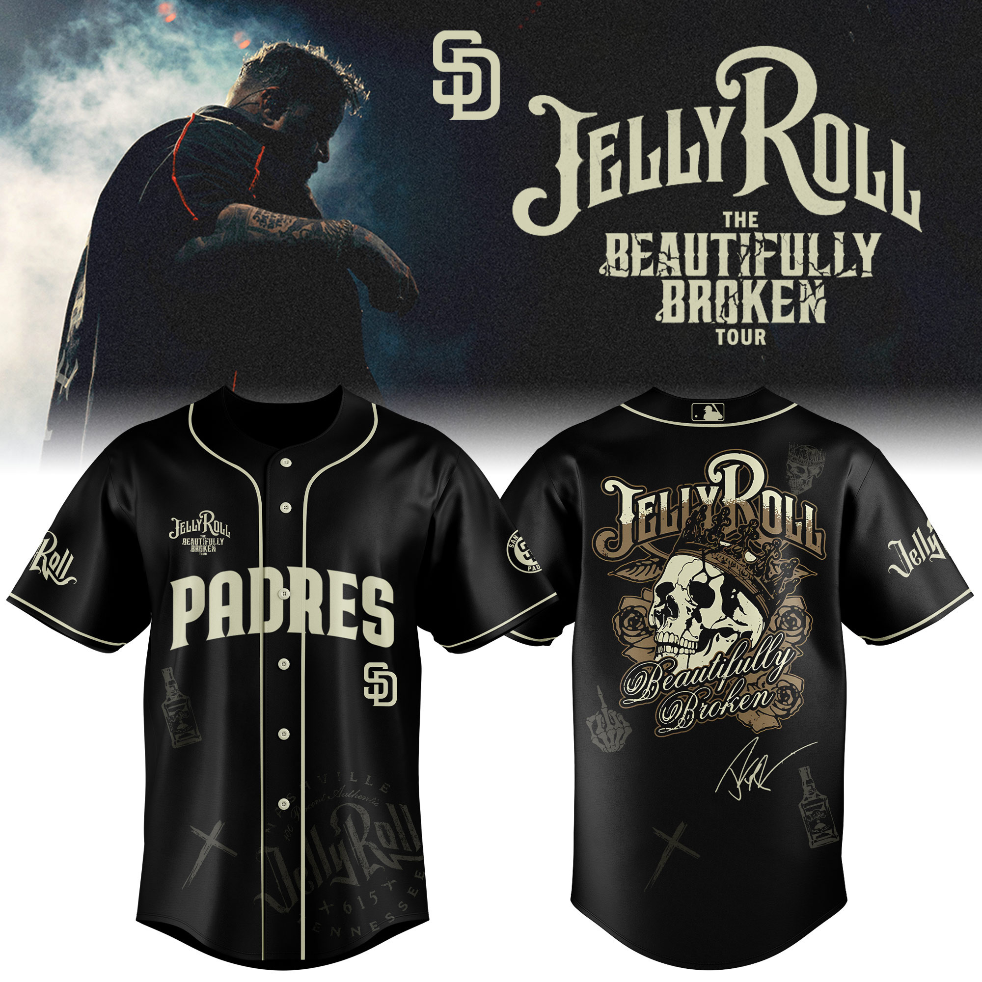 San Diego Padres X Jelly Roll Baseball Jersey 2025 Gift For Baseball Fans