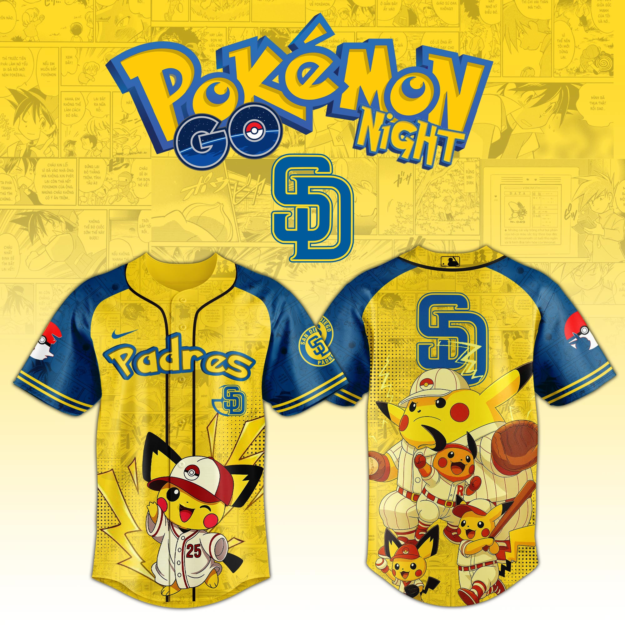 San Diego Padres X Pokemon Go Night 2025 Jersey Unique Gifts For Baseball Fans