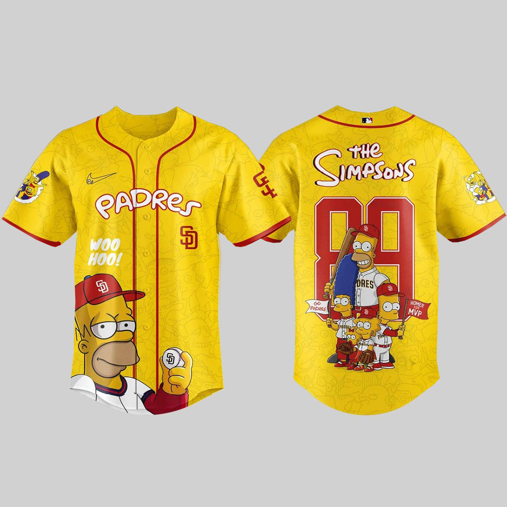 San Diego Padres X The Simpsons Baseball Jersey Padres Merch Best Gifts For Baseball Fans