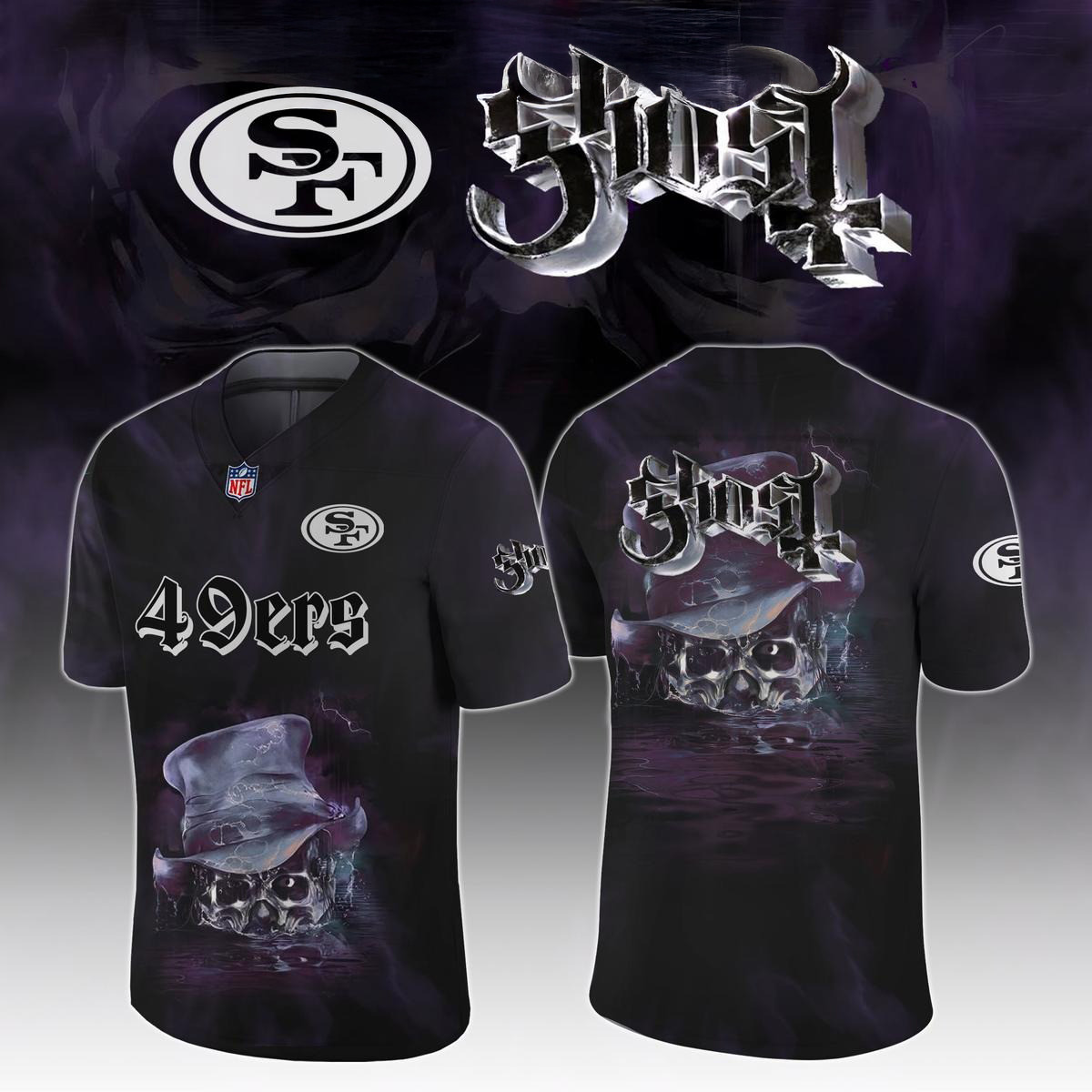 San Francisco 49ers Celebration Ghost Skeletour World Tour 2025 Football Jersey 49ers Merch