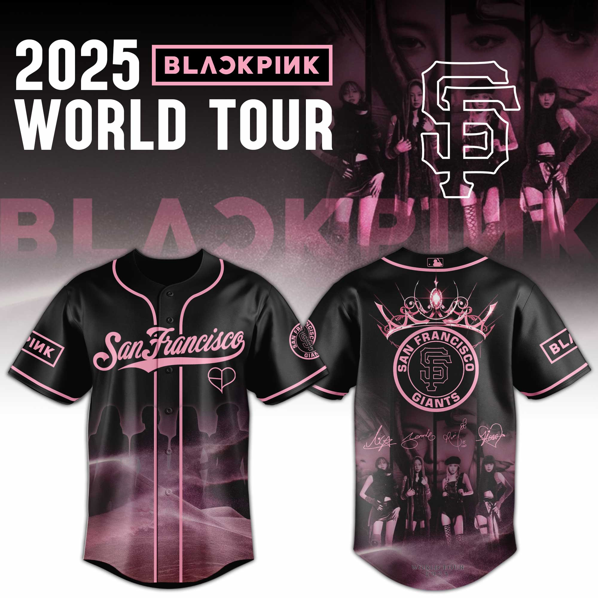 San Francisco Giants Mlb X Black Pink World Tour Baseball Jersey For Fans