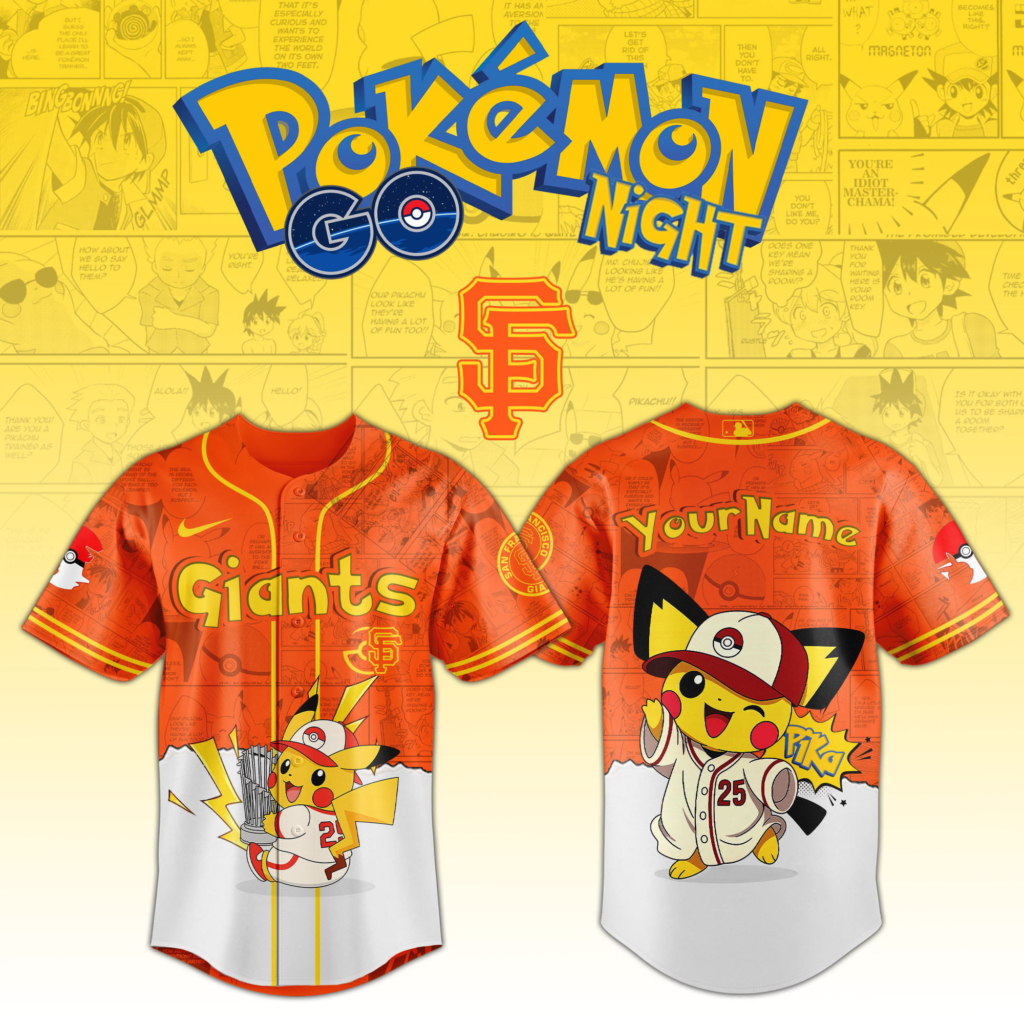 San Francisco Giants Mlb X Pokemon Go Night Personalized Baseball Jersey For Fans