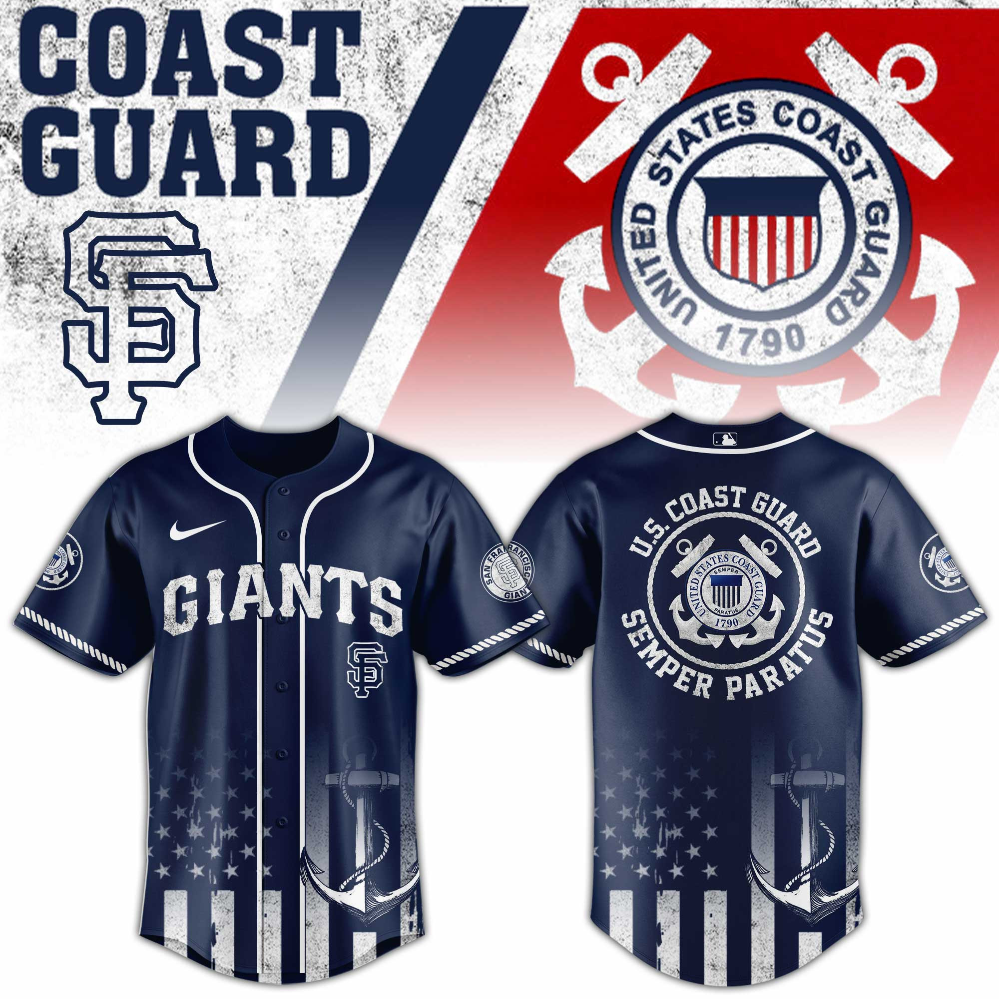 San Francisco Giants Mlb X Us Coast Guard Baseball Jersey For Fans