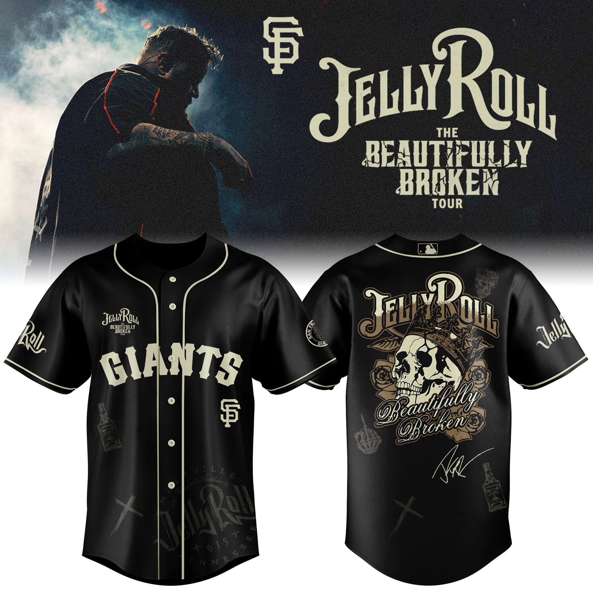 San Francisco Giants X Jelly Roll Baseball Jersey 2025 Gift For Baseball Fans