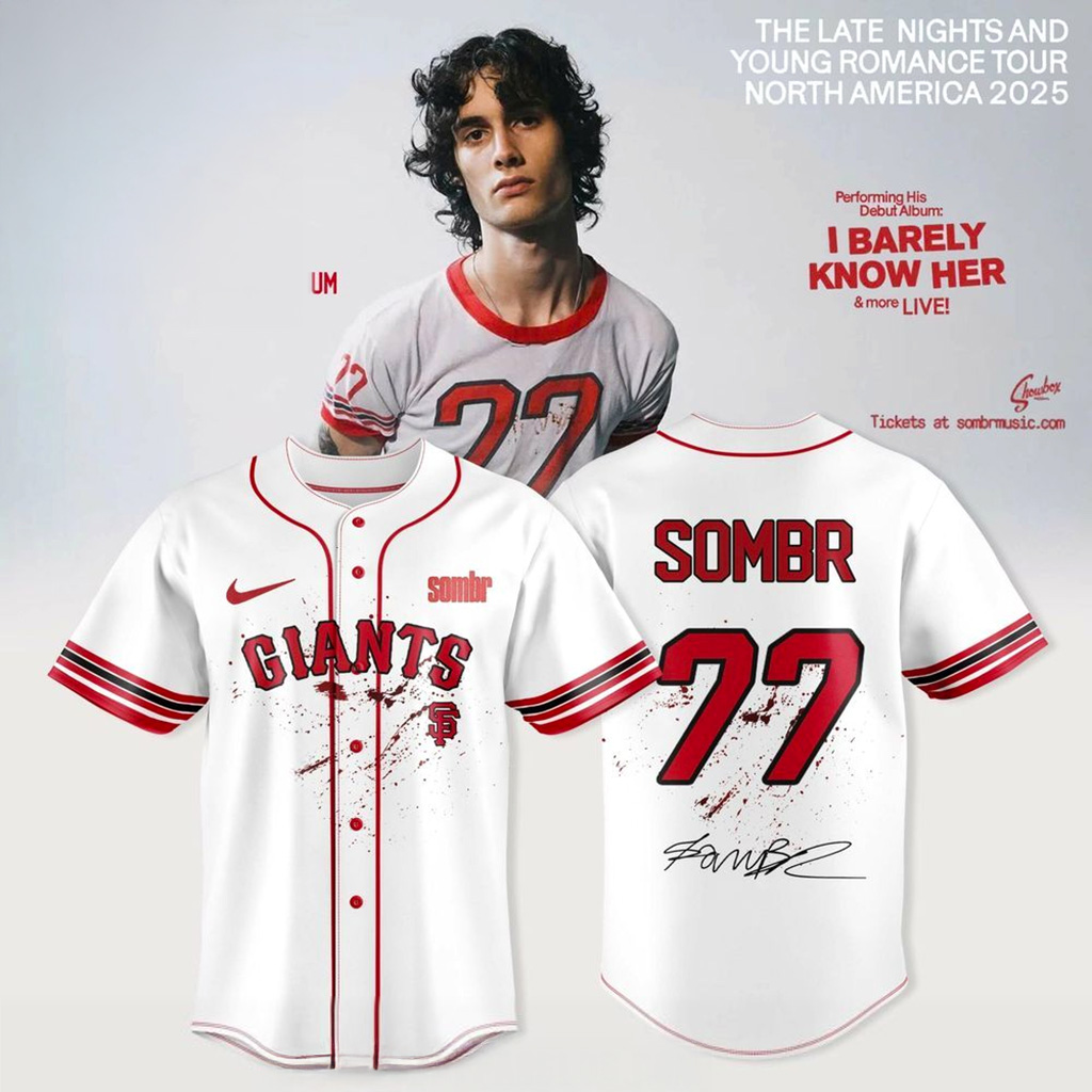 San Francisco Giants X Sombr The Late Nights Young Romance Tour 2025 Jersey Fan Merch_