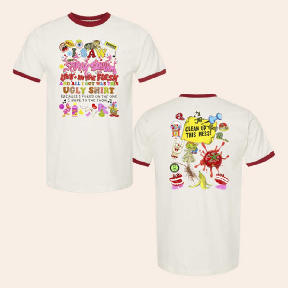 Sarah Sherman Shirt Snl Sarah Sherman Merch Live In The Flesh 2024 Ringer T-Shirt Wife Gifts