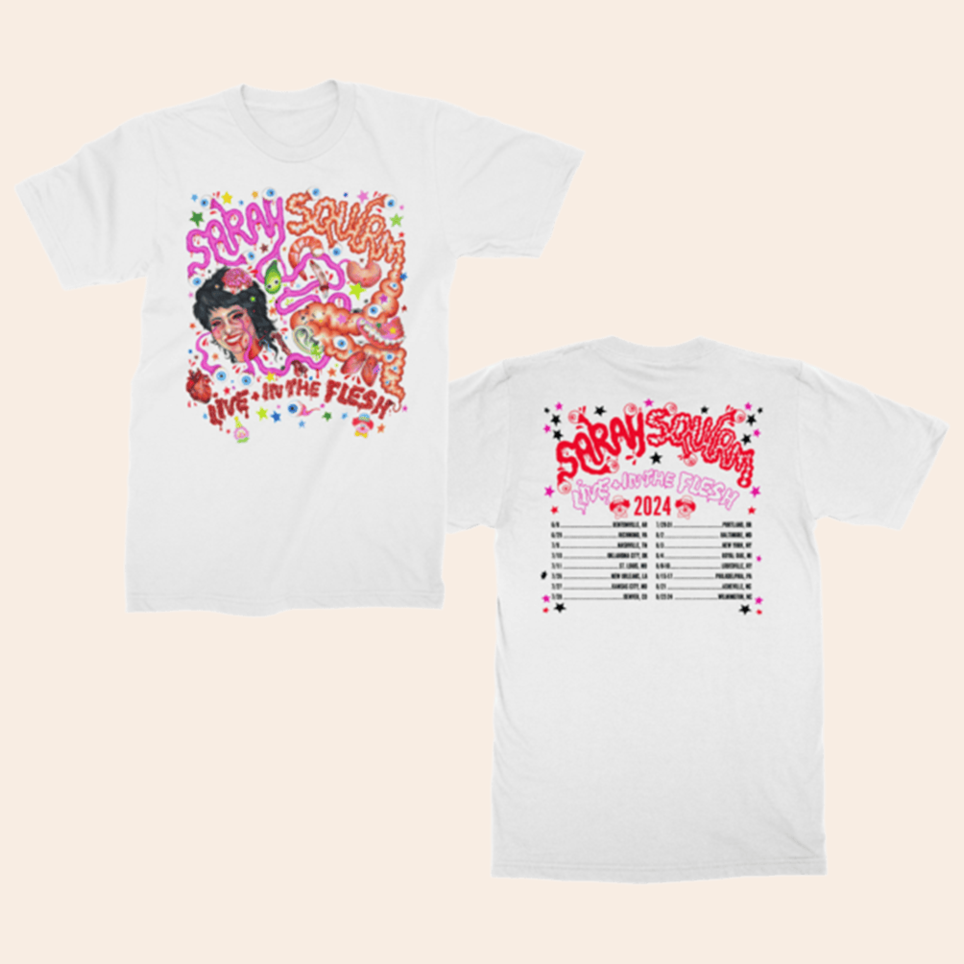 Sarah Sherman Shirt Snl Sarah Sherman Merch Live In The Flesh 2024 Tour T-Shirt Fans Gifts