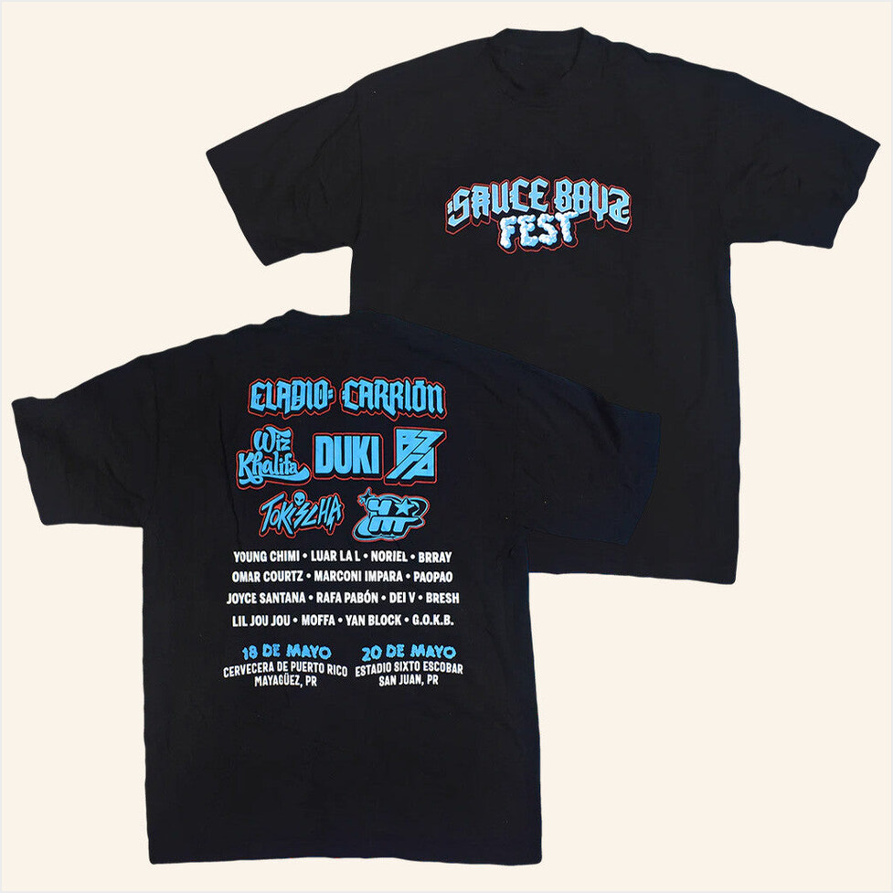 Sauce Boyz Fest T-Shirt Eladio Carrion Merch Black Best Birthday Gifts For Brother Gifts For BFF